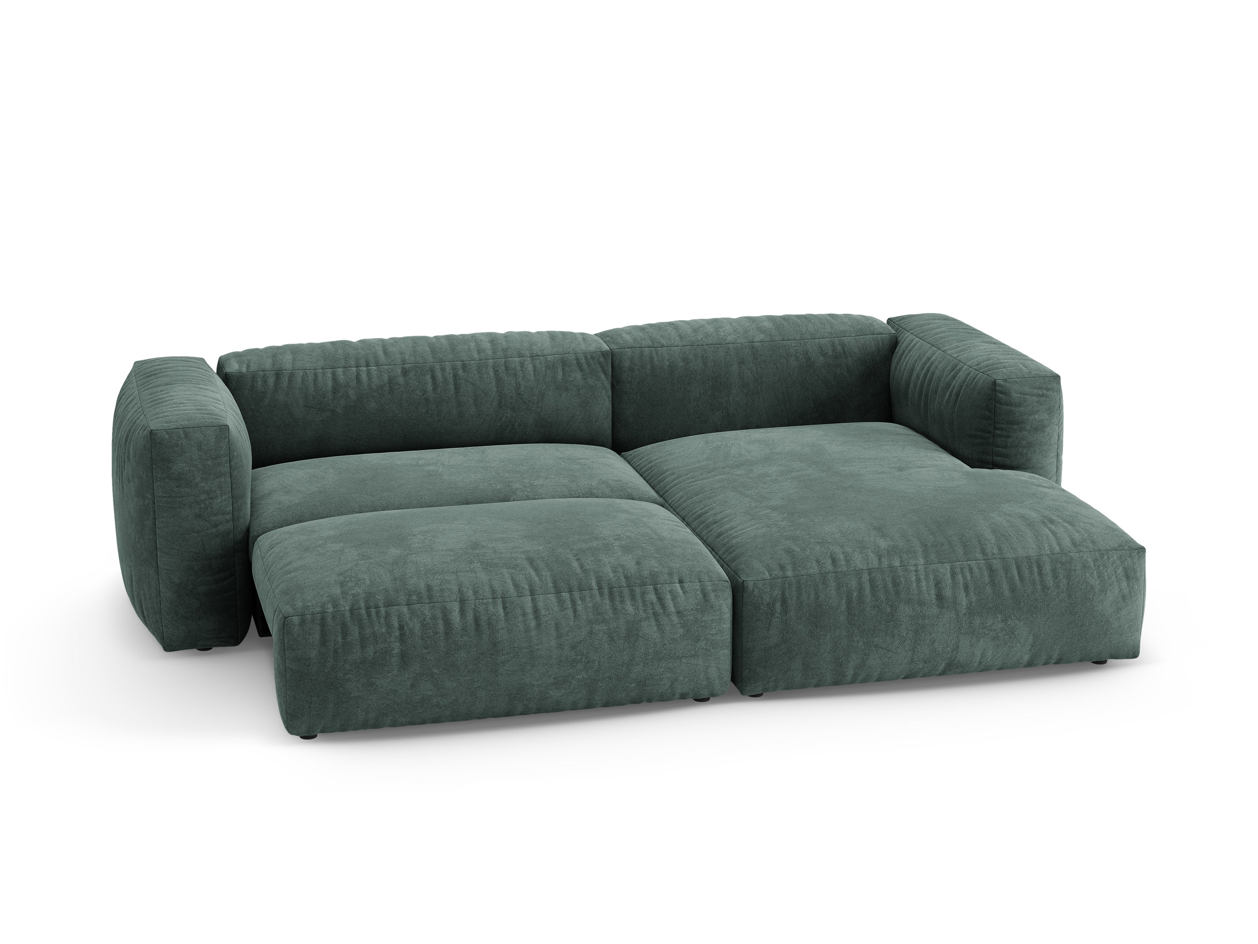 Samt-Ecksofa rechts mit Schlaffunktion MARTINA petrol [Ewelina]
