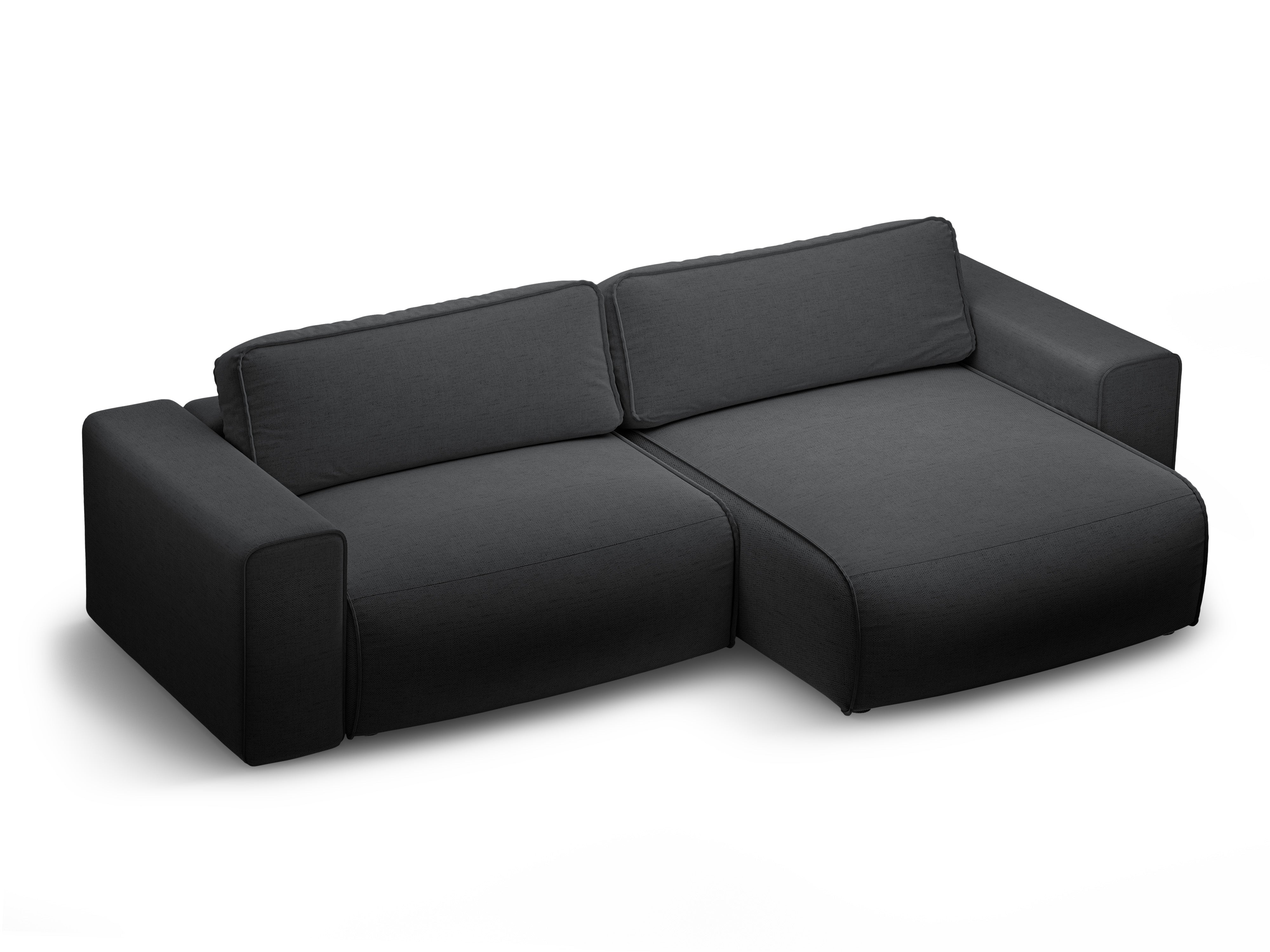Right-sided 3-seater sofa bed VICTOR in anthracite chenille