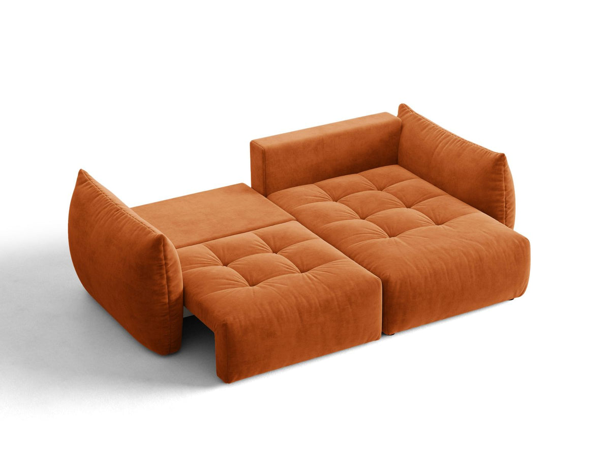 Narożnik aksamitny prawostronny z funkcją spania BLOOM terracotta – ujęcie 6