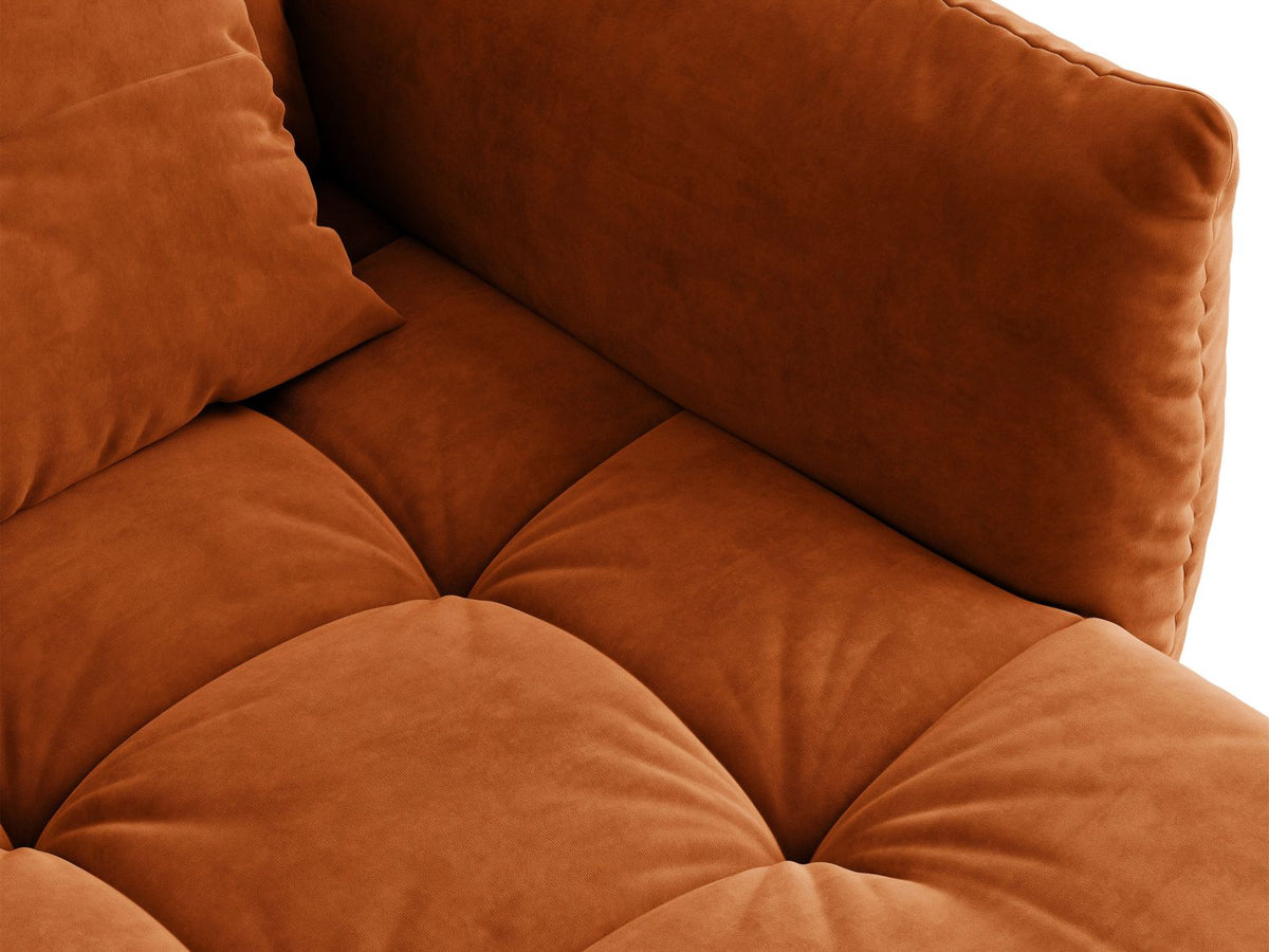 Narożnik aksamitny prawostronny z funkcją spania BLOOM terracotta – ujęcie 8