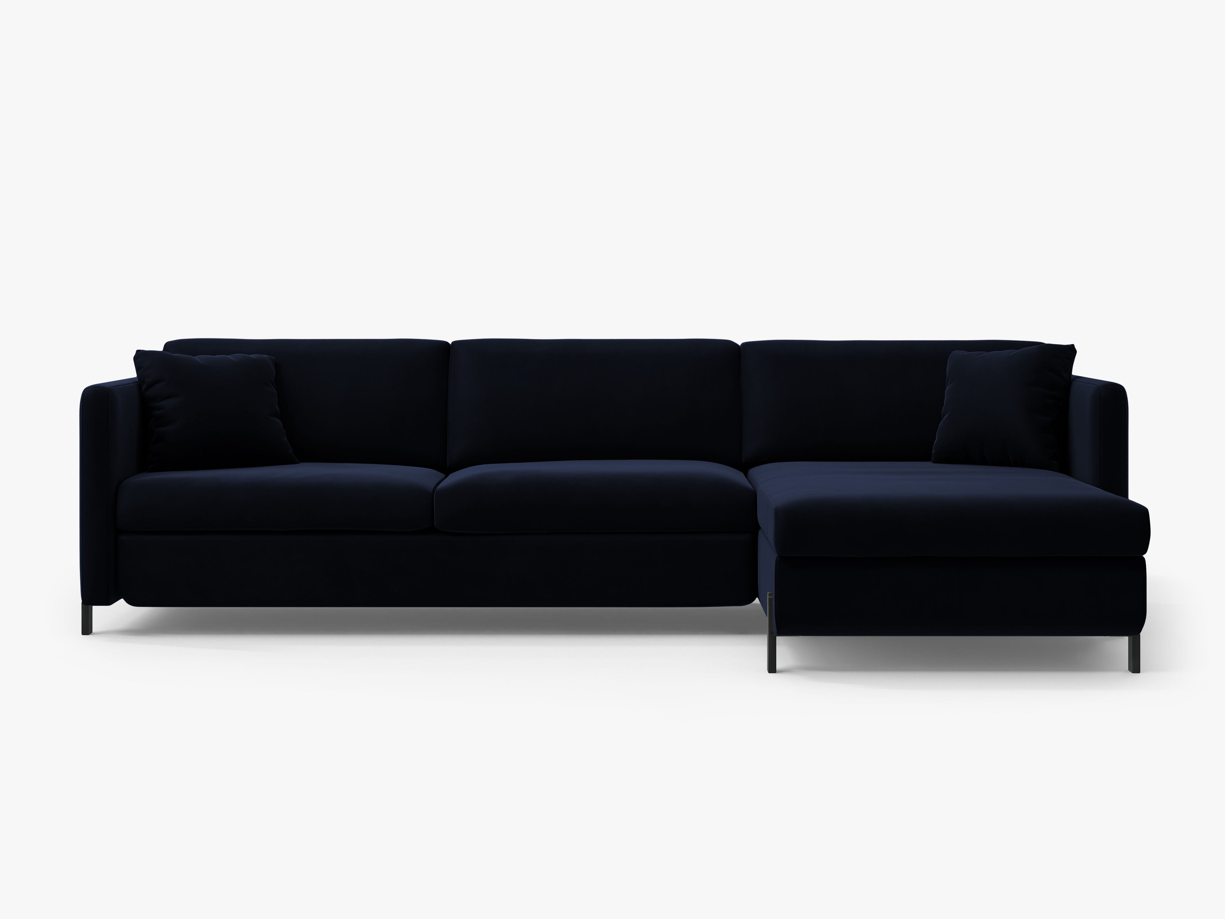 Right-facing velvet corner sofa with sleeping function GLORIA royal blue