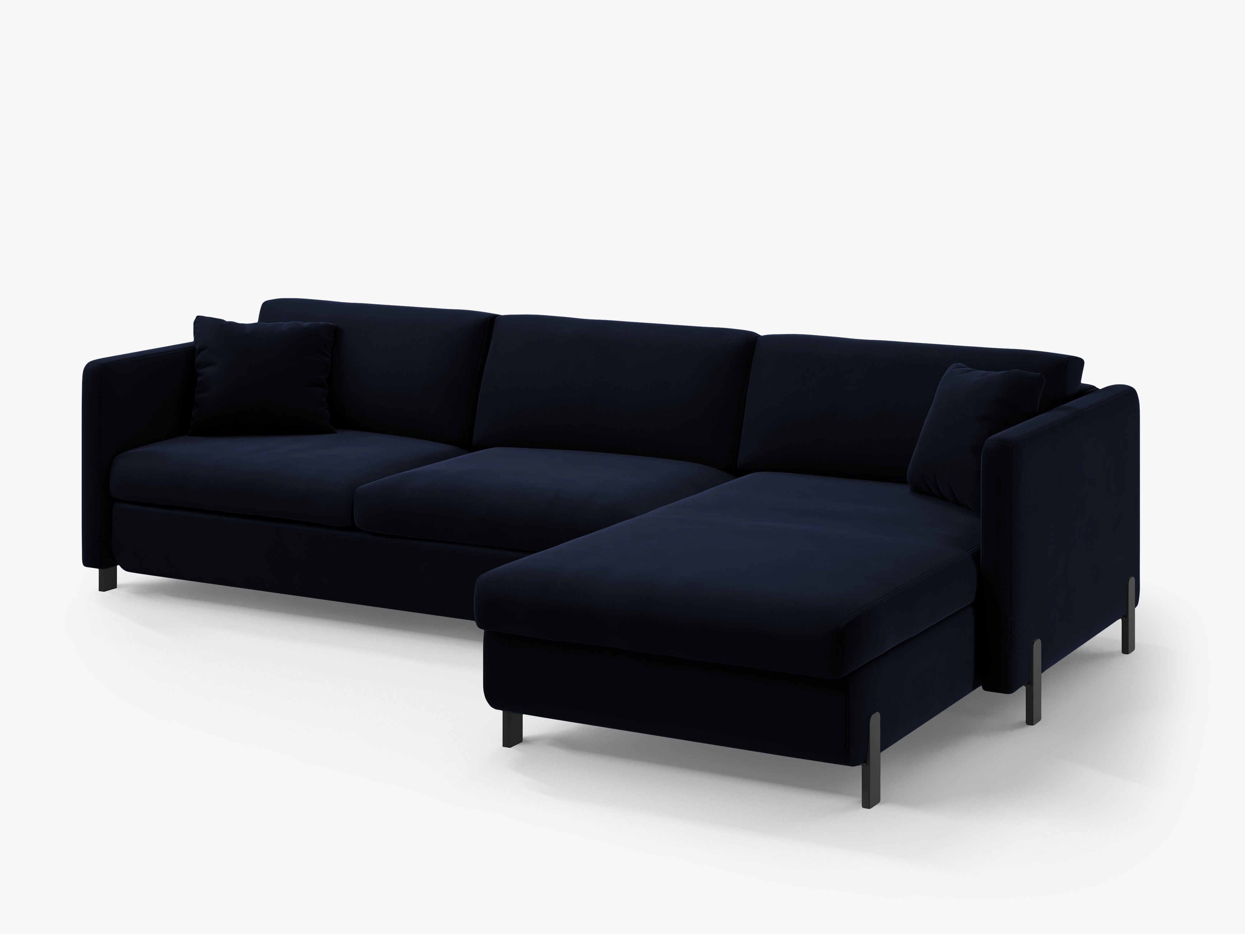Right-facing velvet corner sofa with sleeping function GLORIA royal blue