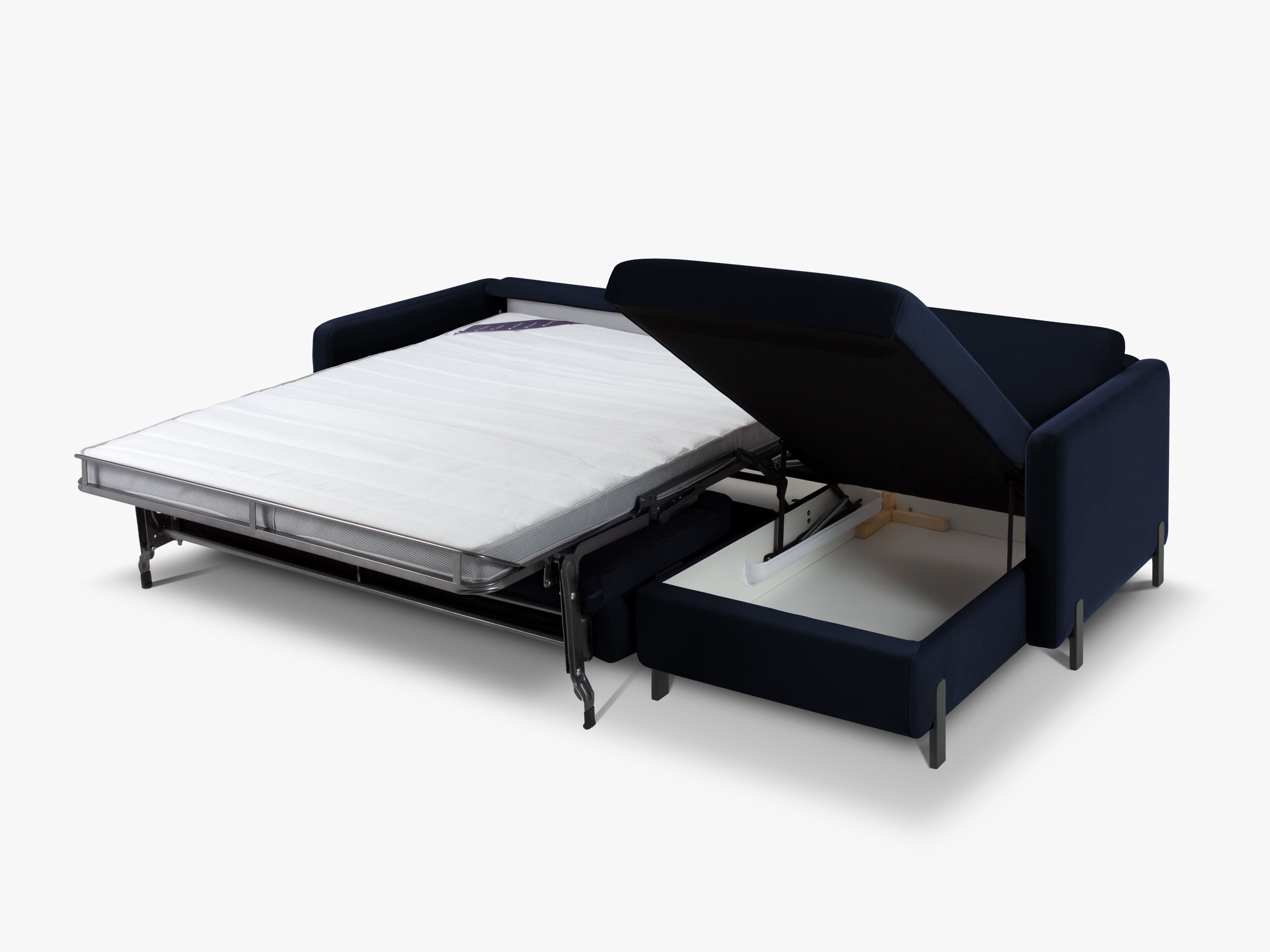 Right-facing velvet corner sofa with sleeping function GLORIA royal blue