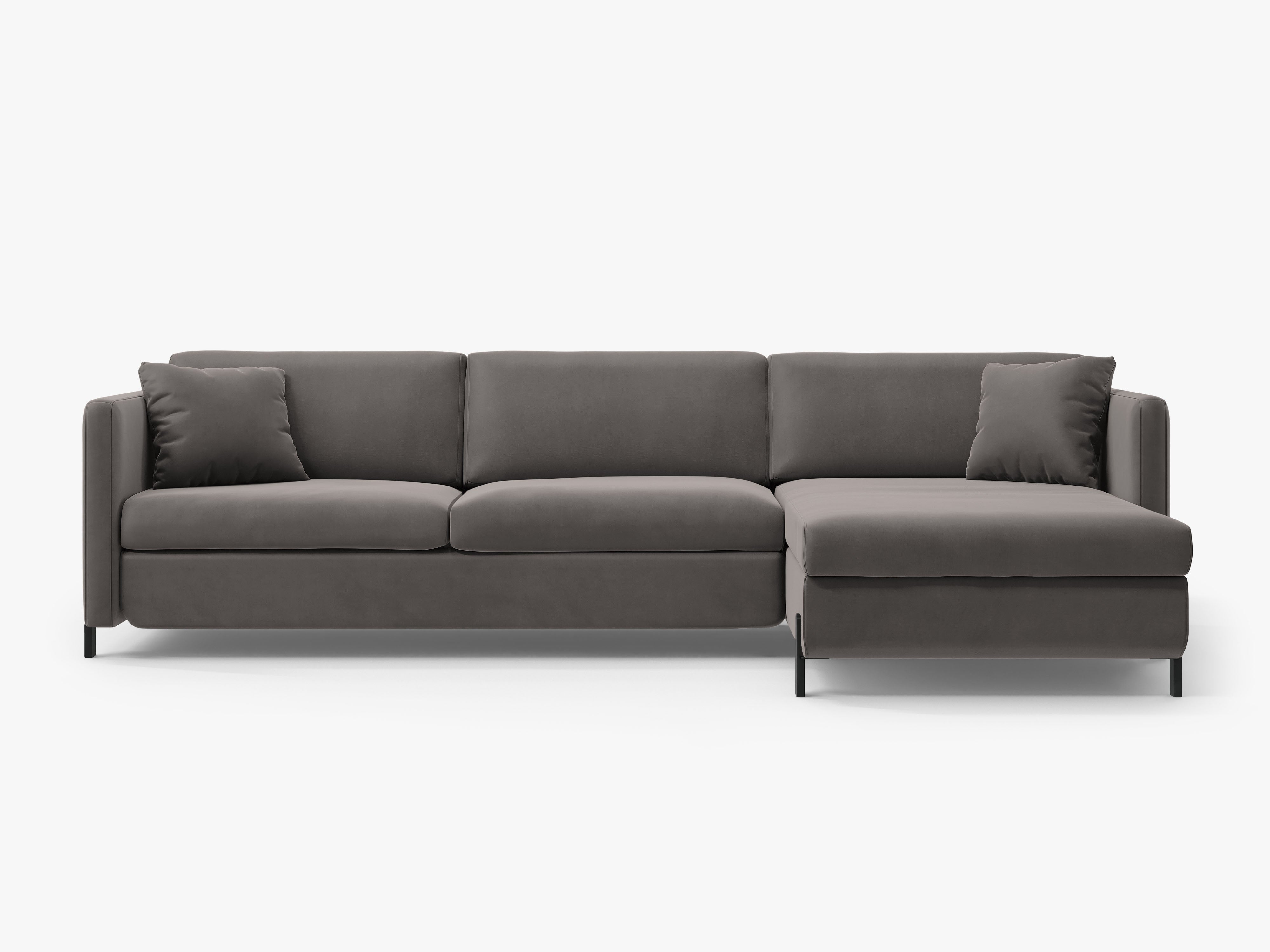 Right-facing velvet corner sofa with sleeping function GLORIA gray