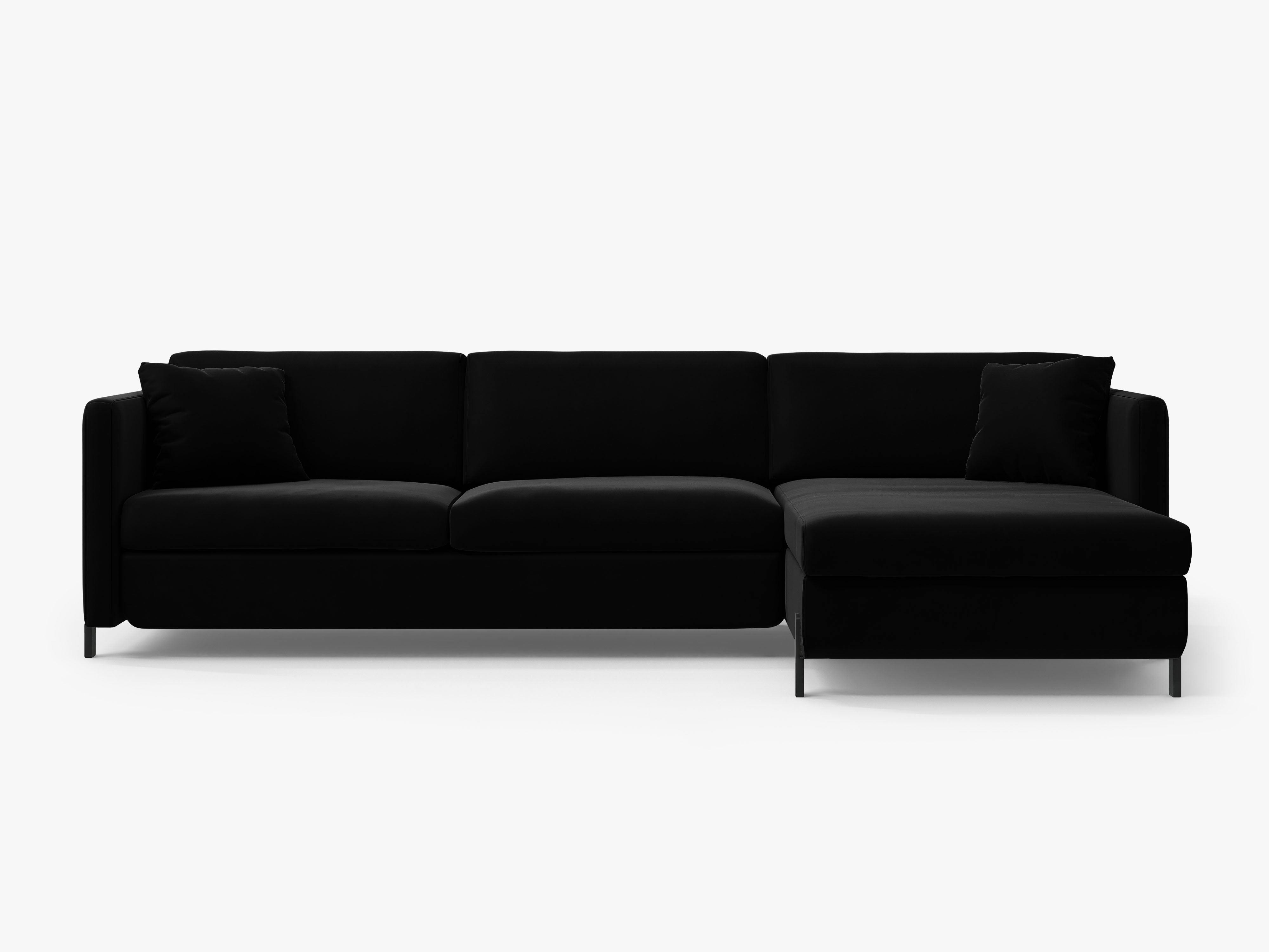 Black velvet right-sided corner sofa bed GLORIA