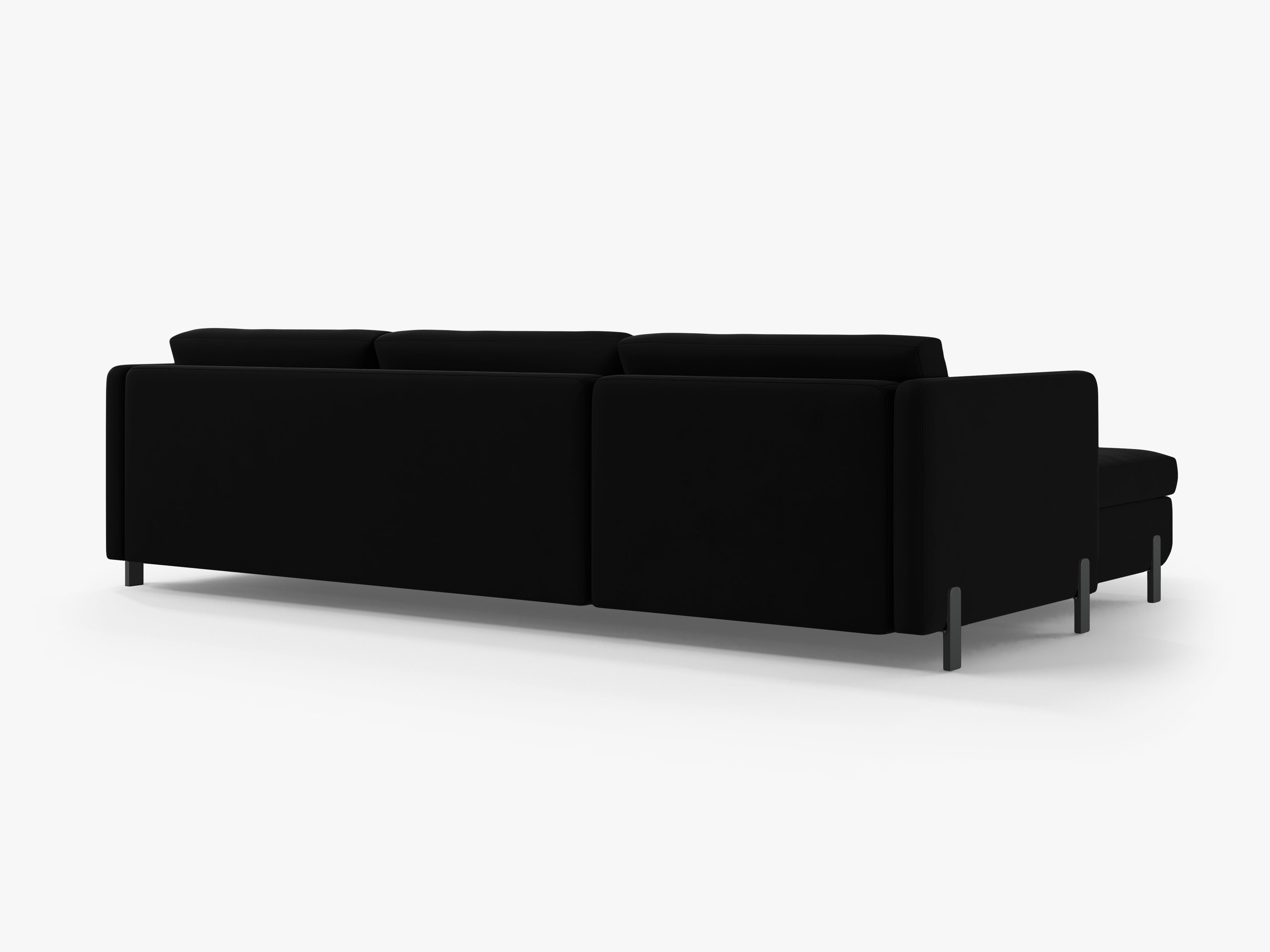 Black velvet right-sided corner sofa bed GLORIA