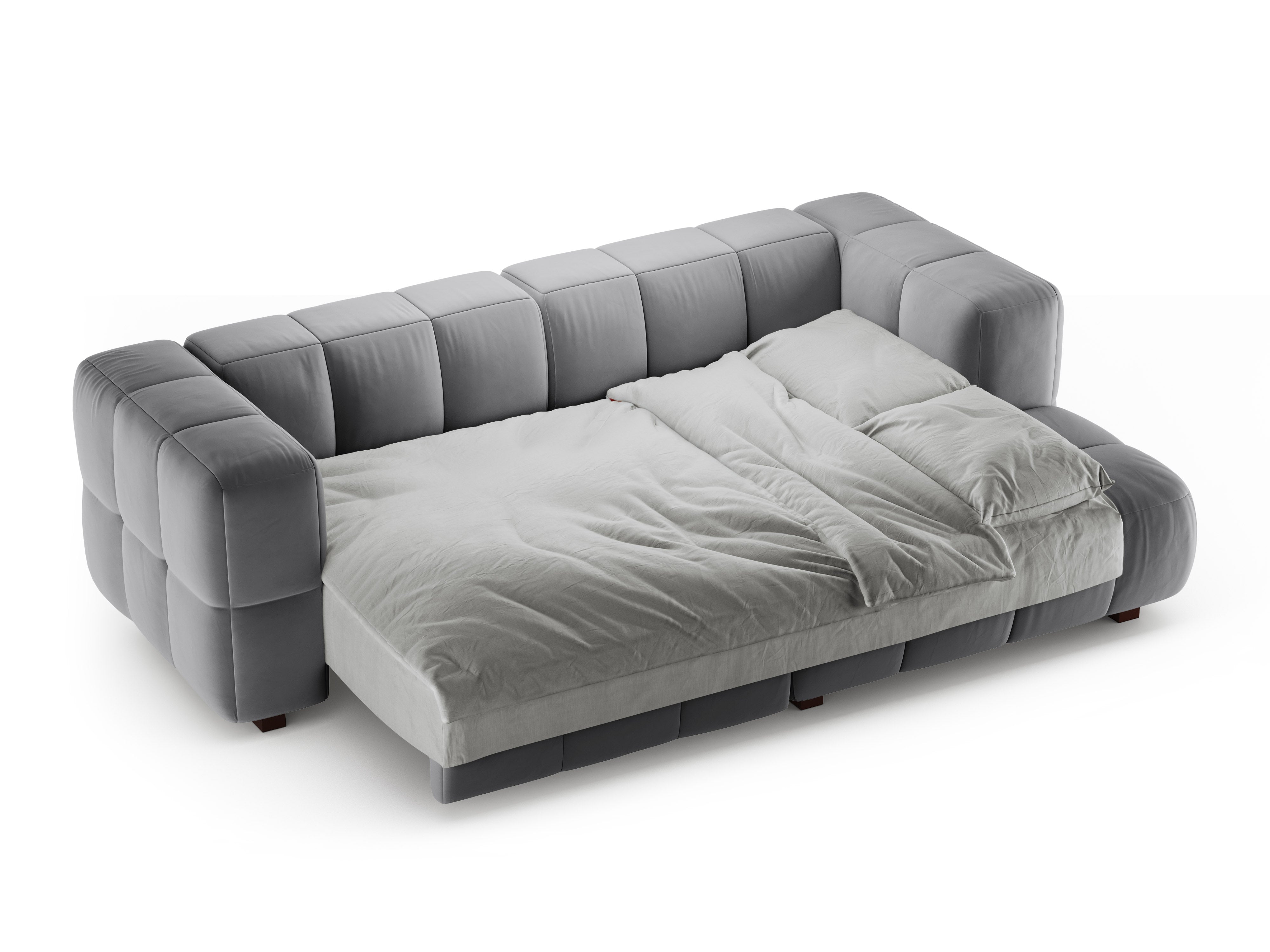 Samt-Ecksofa rechts mit Schlaffunktion PUMA grau
