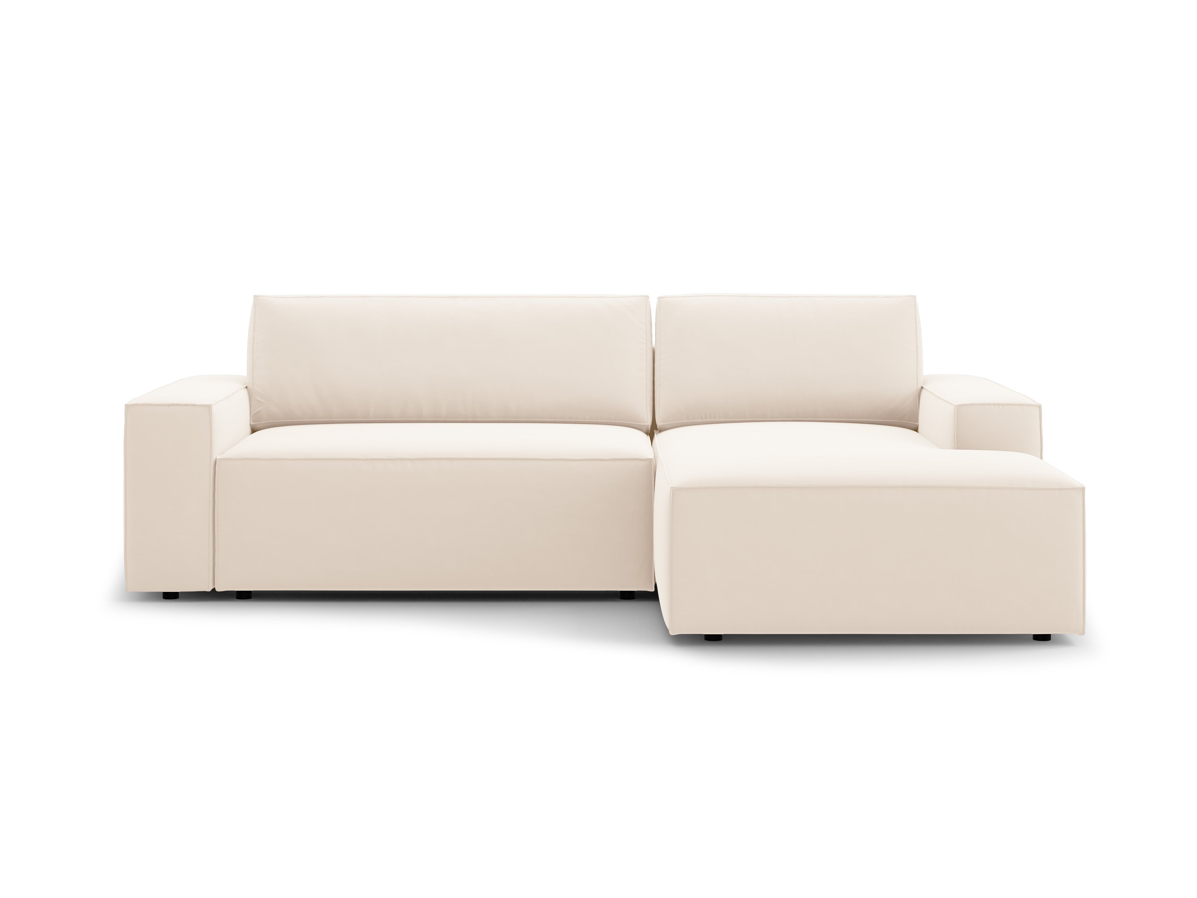 Samt-Ecksofa rechts mit Schlaffunktion JODIE hellbeige