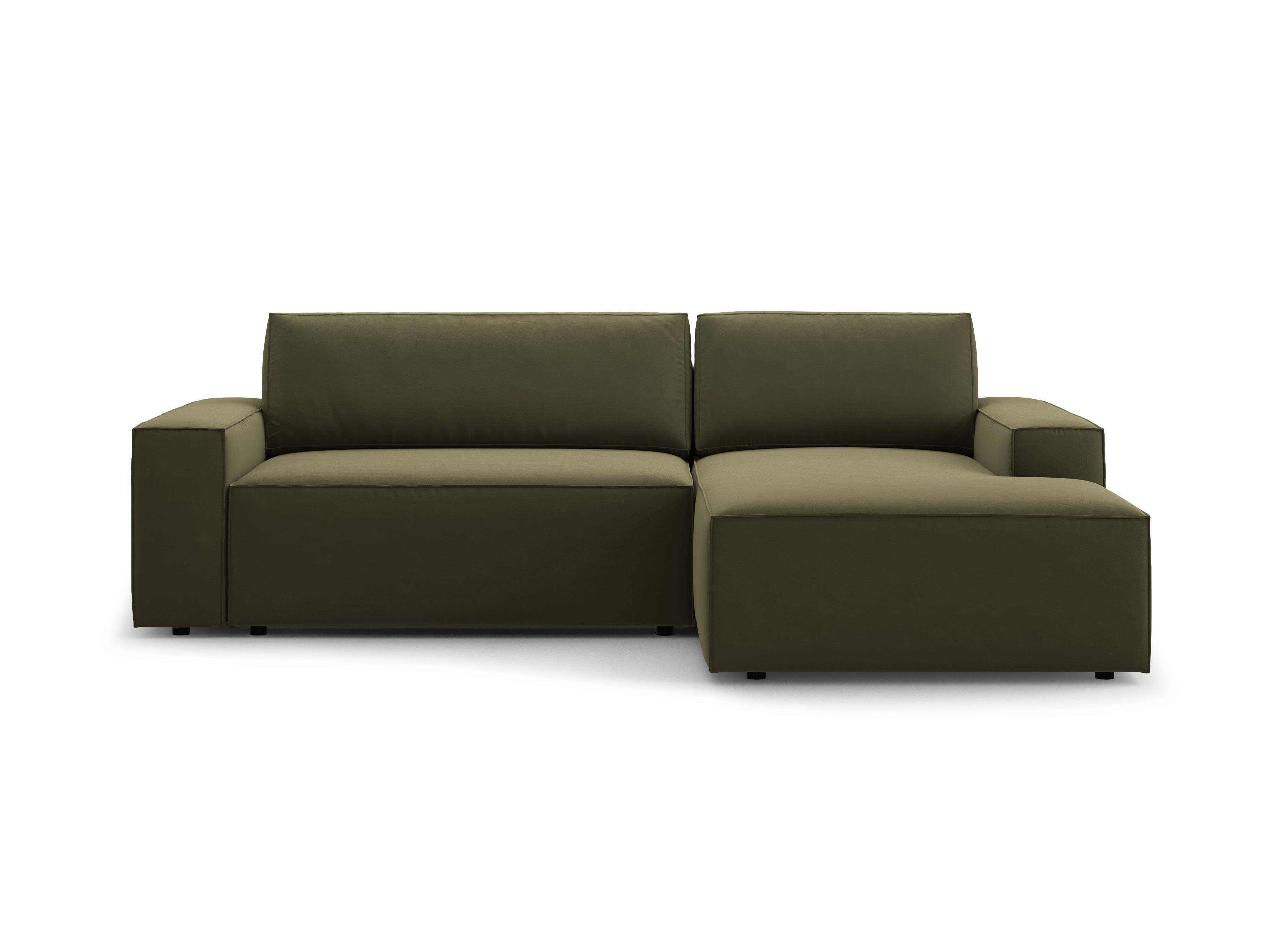 Samt-Ecksofa rechts mit Schlaffunktion JODIE grün