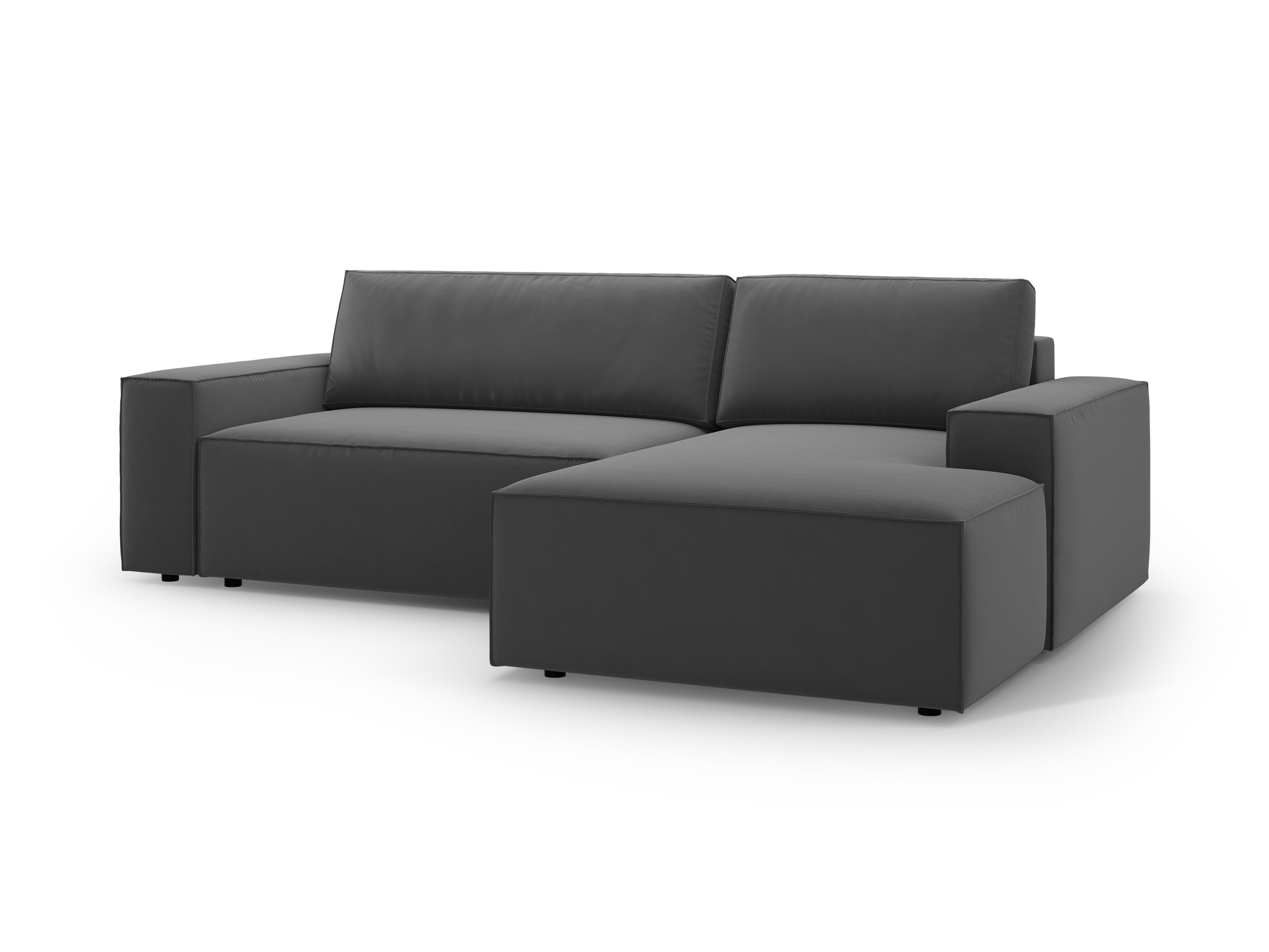 Right-facing velvet corner sofa bed JODIE gray