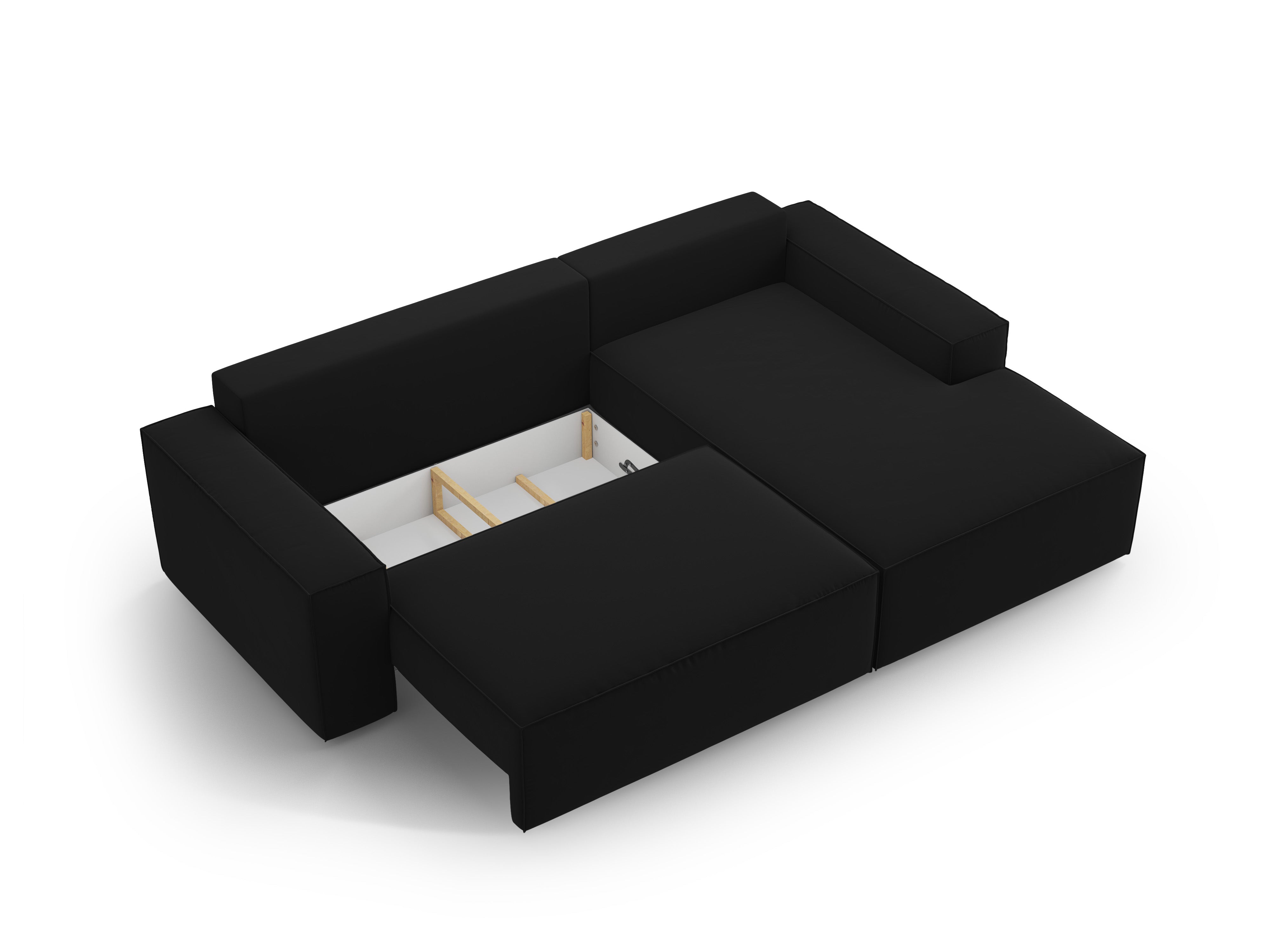 Samt-Ecksofa rechts mit Schlaffunktion JODIE schwarz