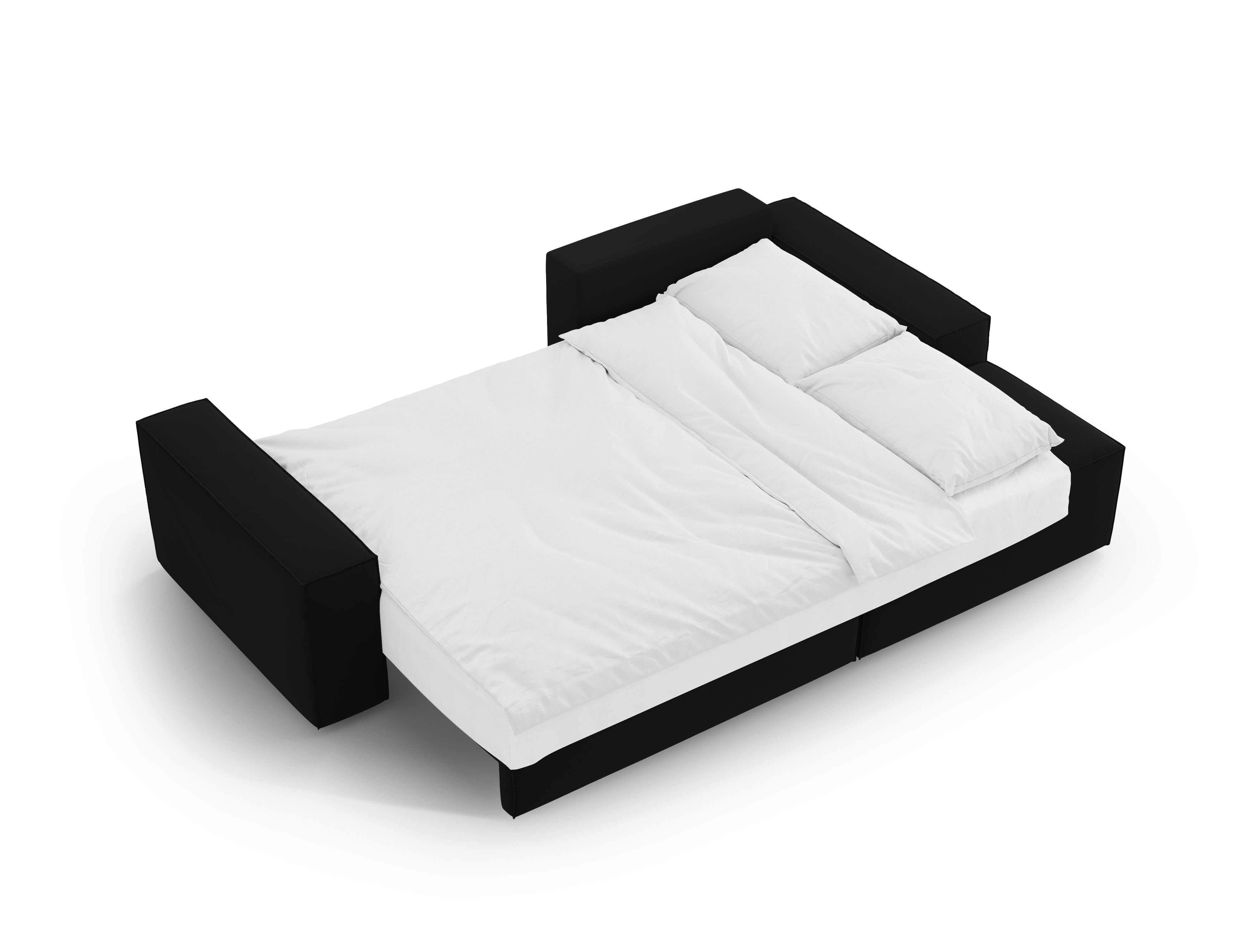 Samt-Ecksofa rechts mit Schlaffunktion JODIE schwarz