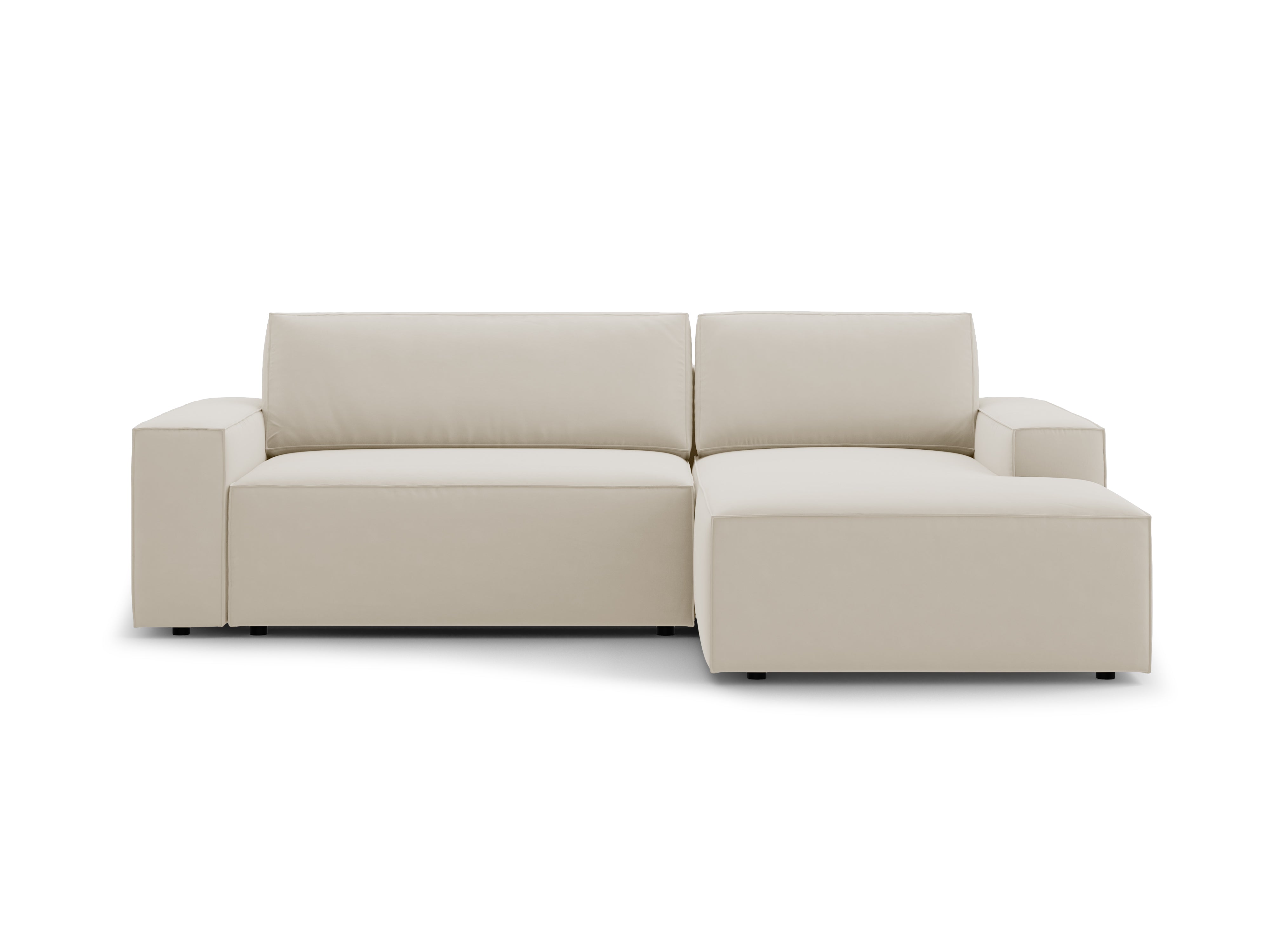 Samt-Ecksofa rechts mit Schlaffunktion JODIE dunkelbeige