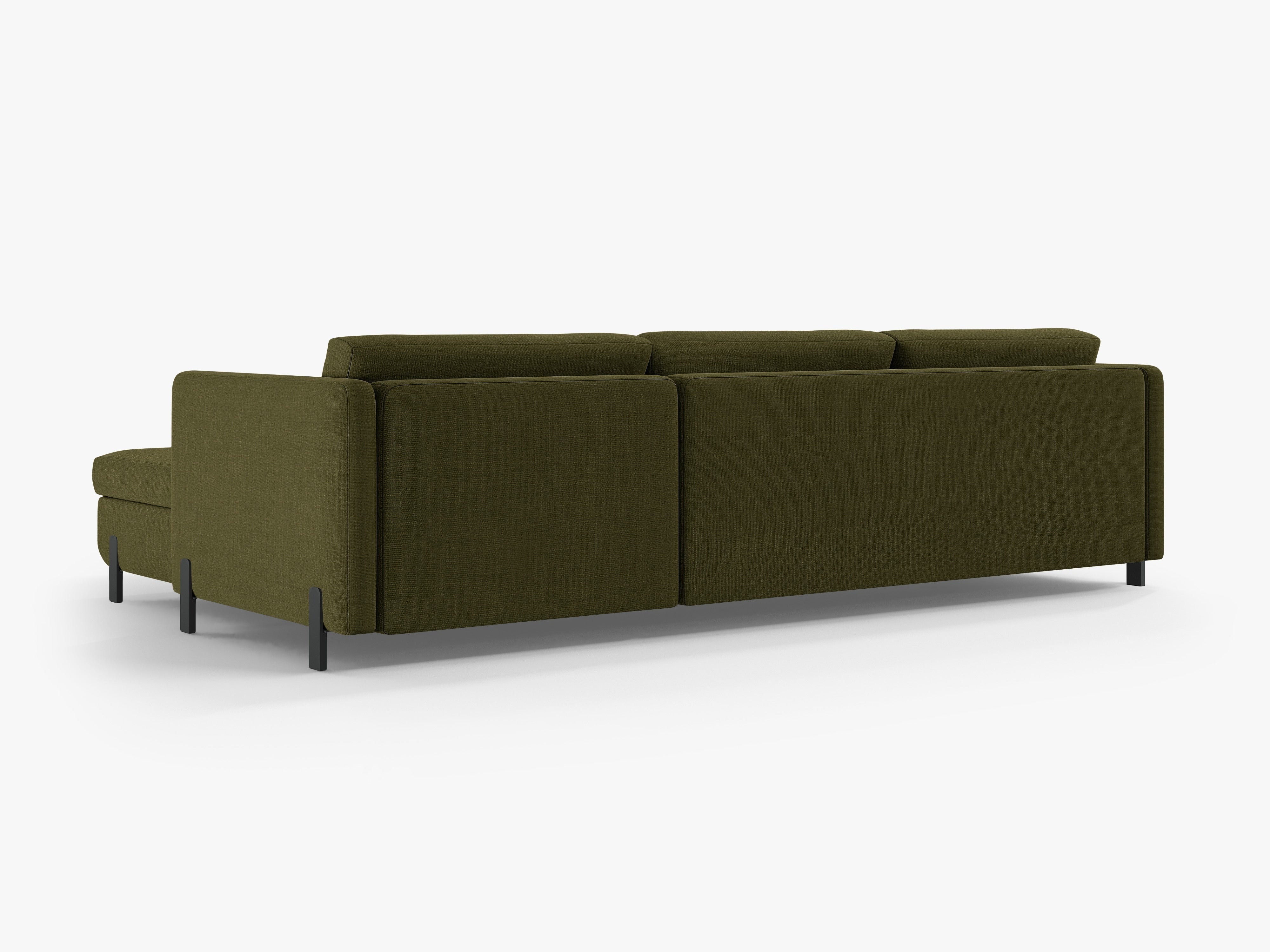 Right-facing 4-seater sofa bed GLORIA green chenille