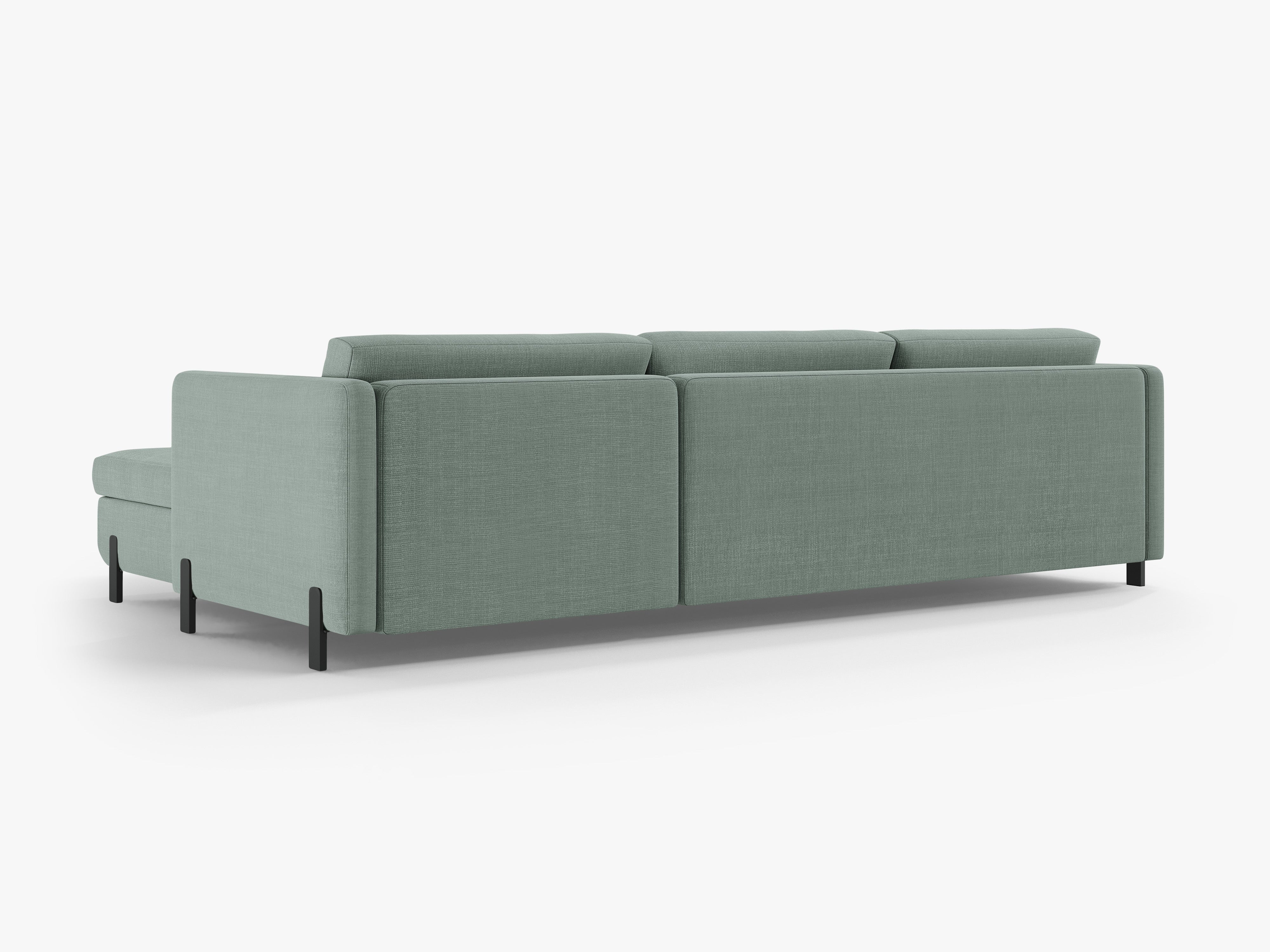 Right-sided corner sofa for 4 people with sleeping function GLORIA mint chenille