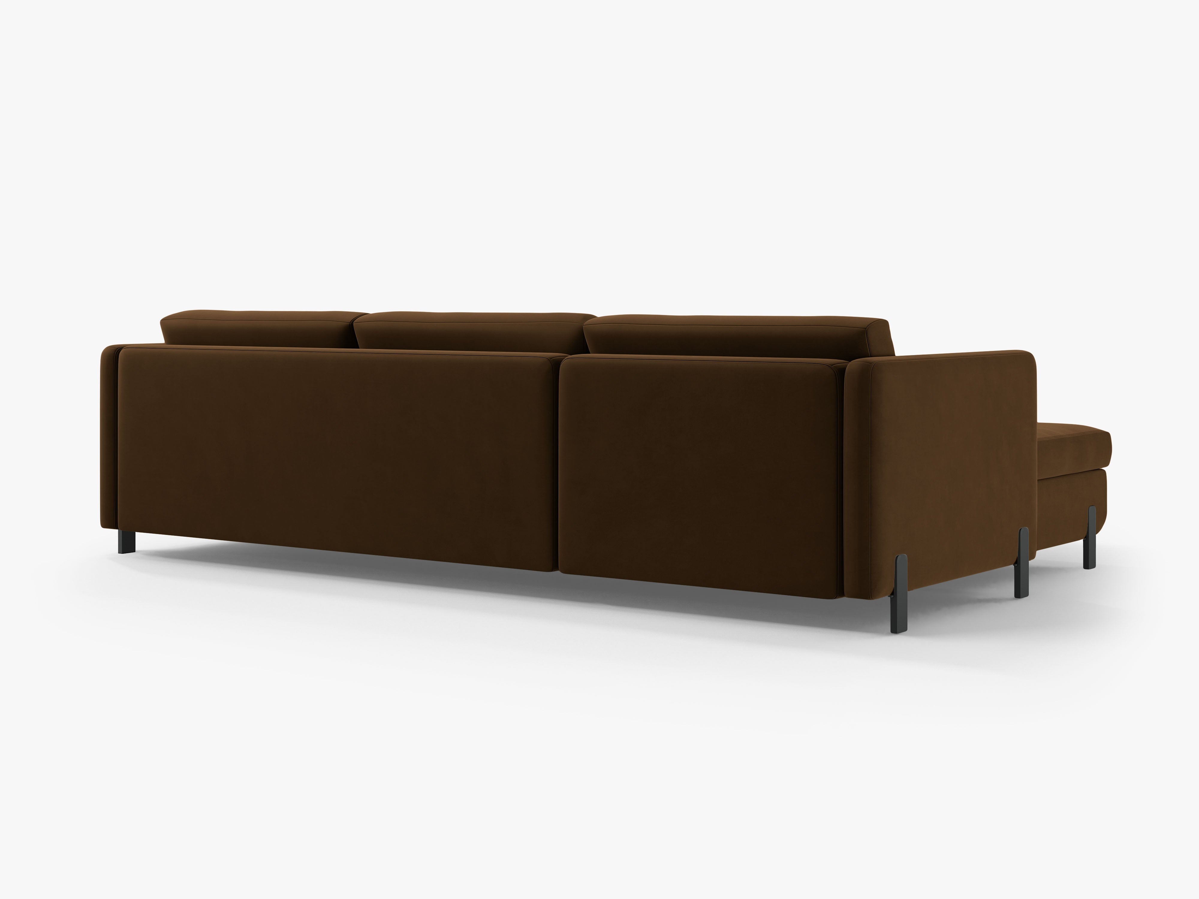 Right-facing velvet corner sofa for 4 people with sleeping function GLORIA chocolate