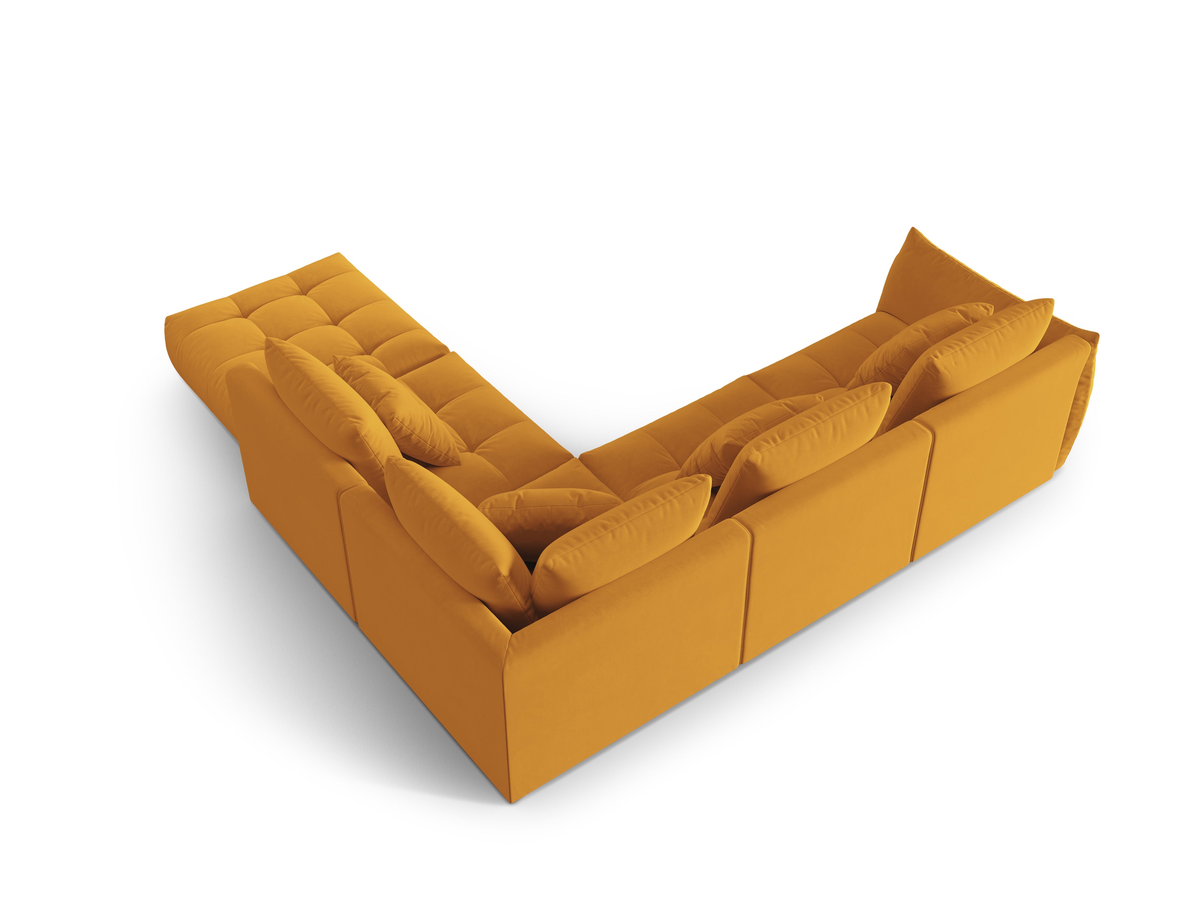 Modular velvet corner sofa for 4 people right-facing BLOOM yellow