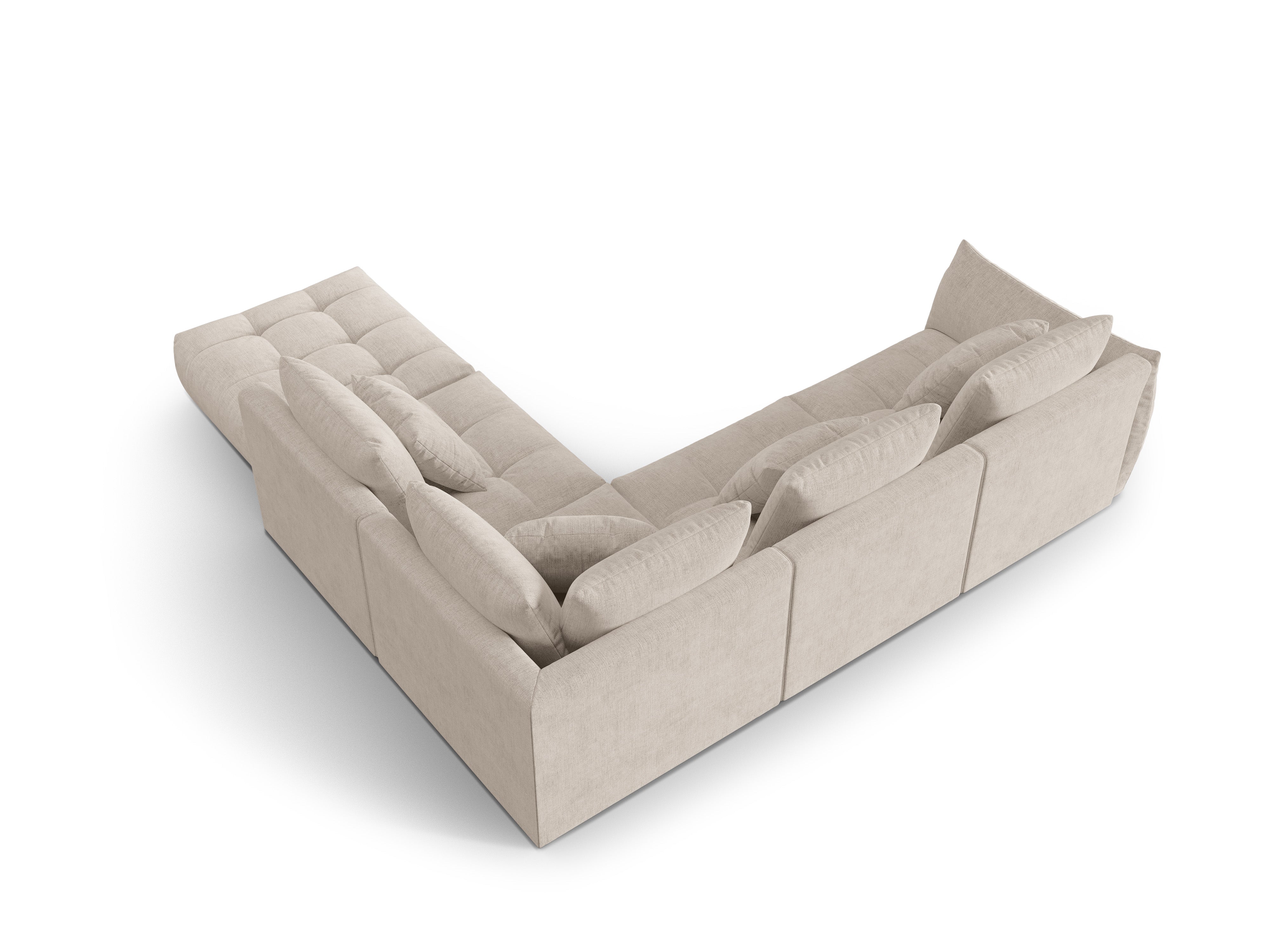 Modulares Ecksofa für 4 Personen rechtsseitig BLOOM dunkelbeige Chenille