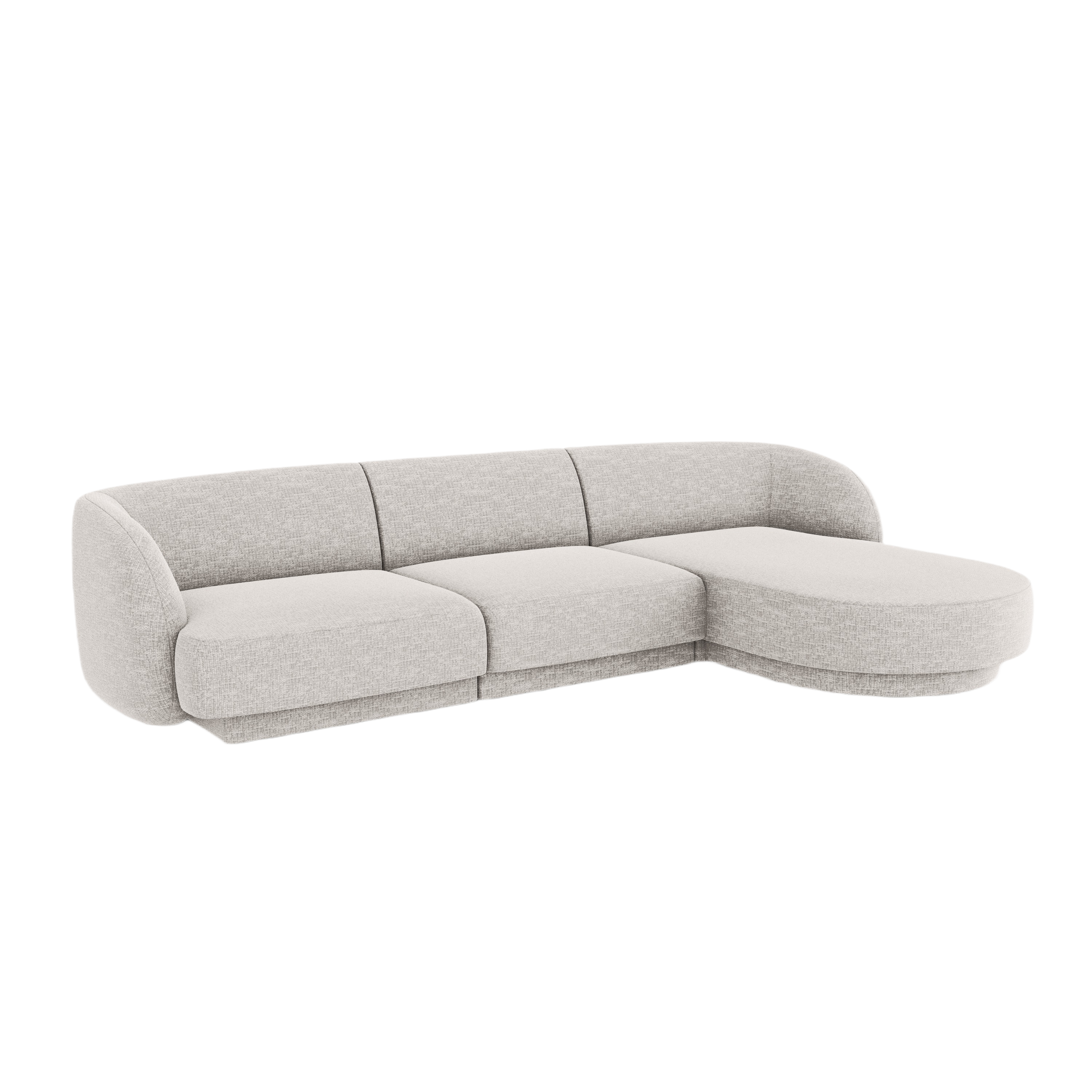 4-seater right-facing corner sofa MILEY light gray silky chenille