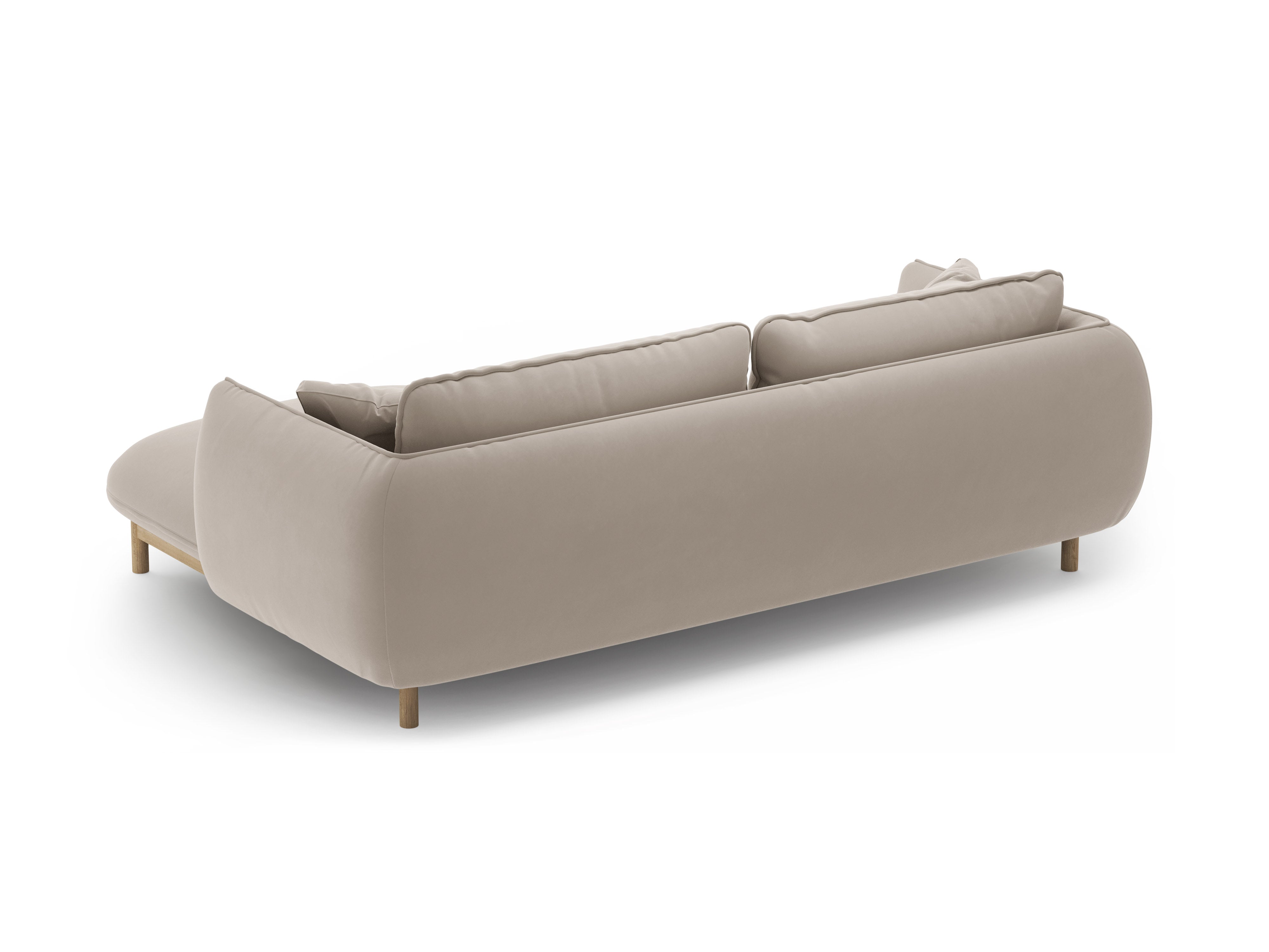 Right-facing velvet corner sofa ADA light beige