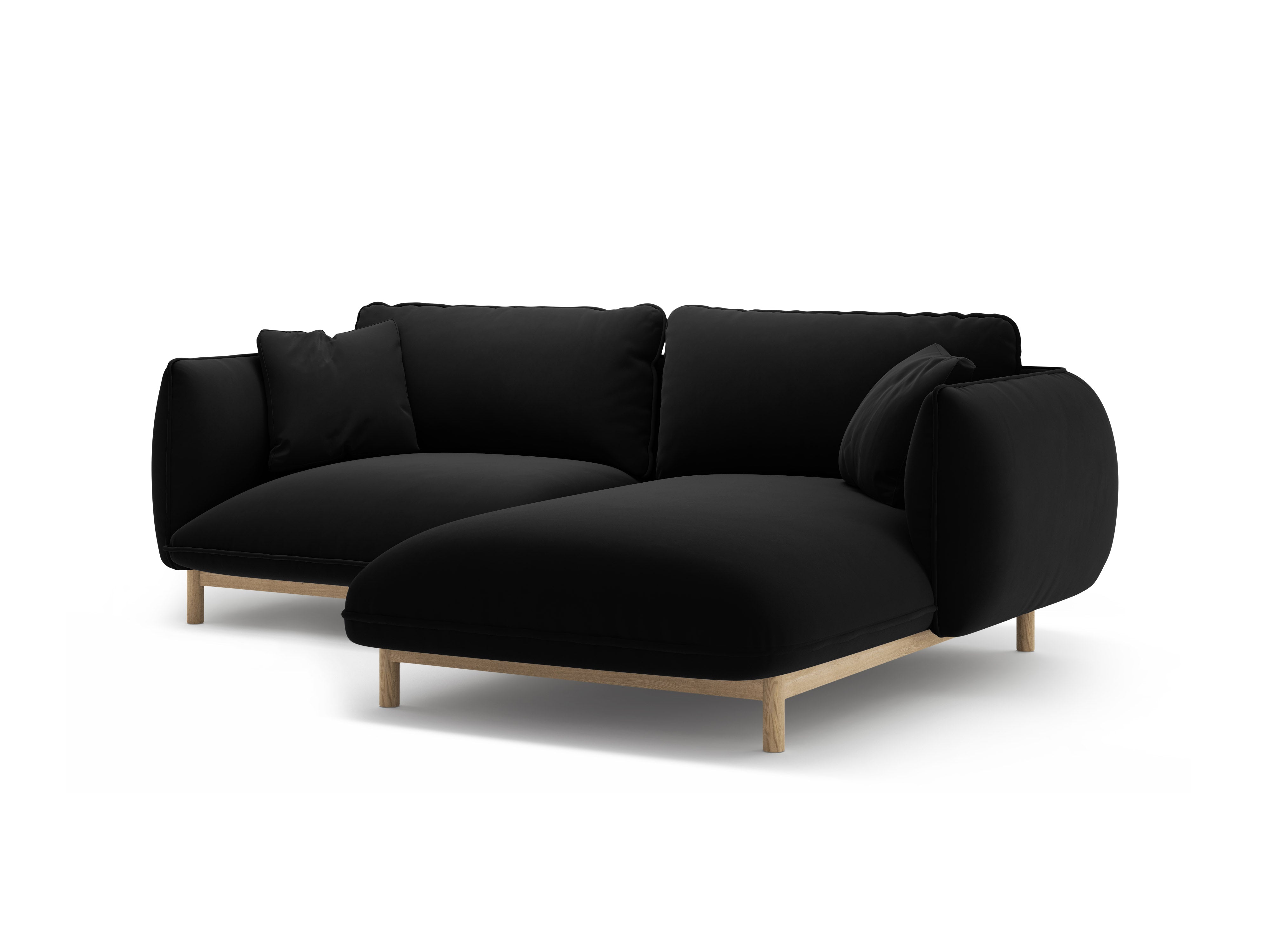 Black right-facing velvet corner sofa ADA