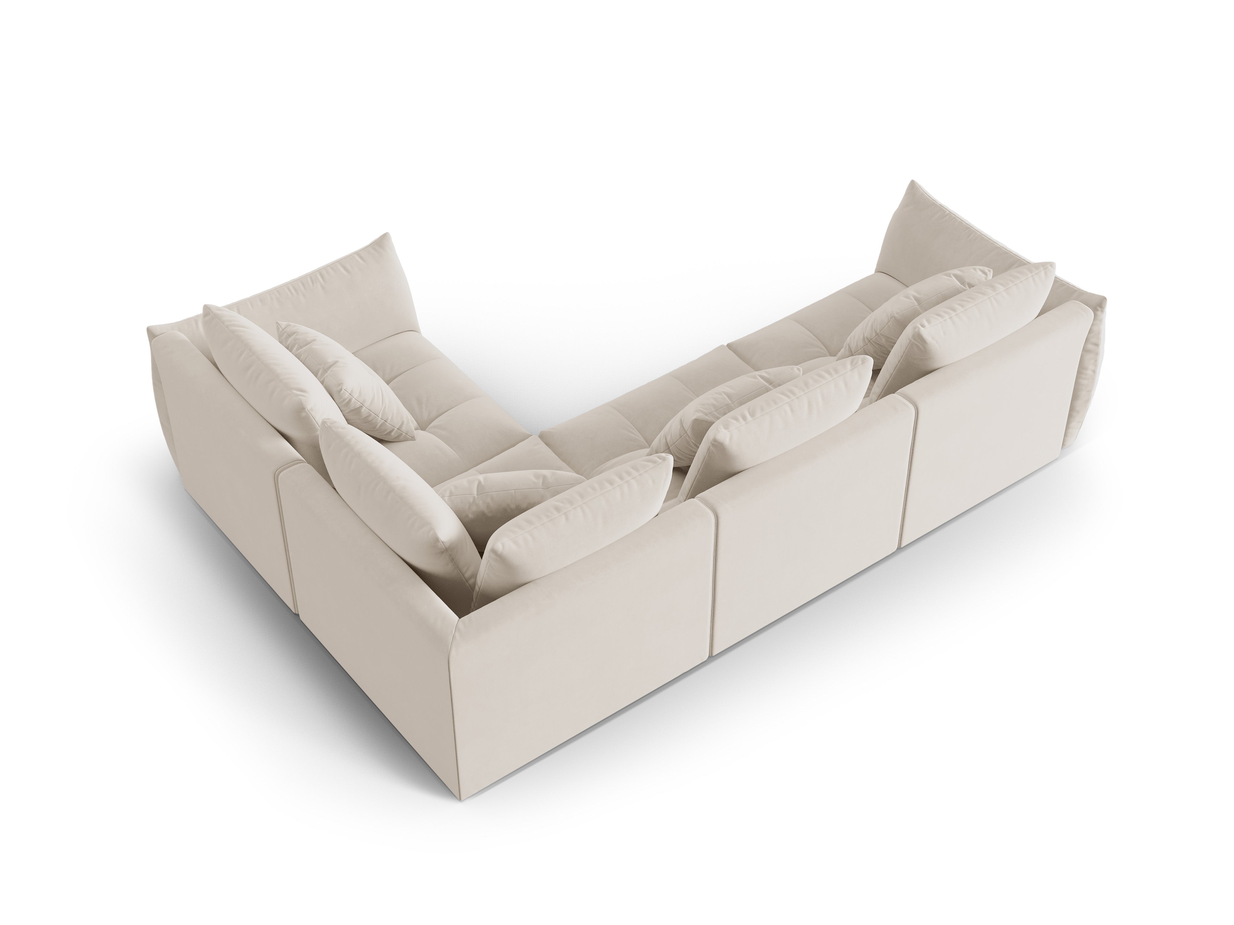 Modulares Samtsofa für 3 Personen, rechtsseitig, BLOOM ecru