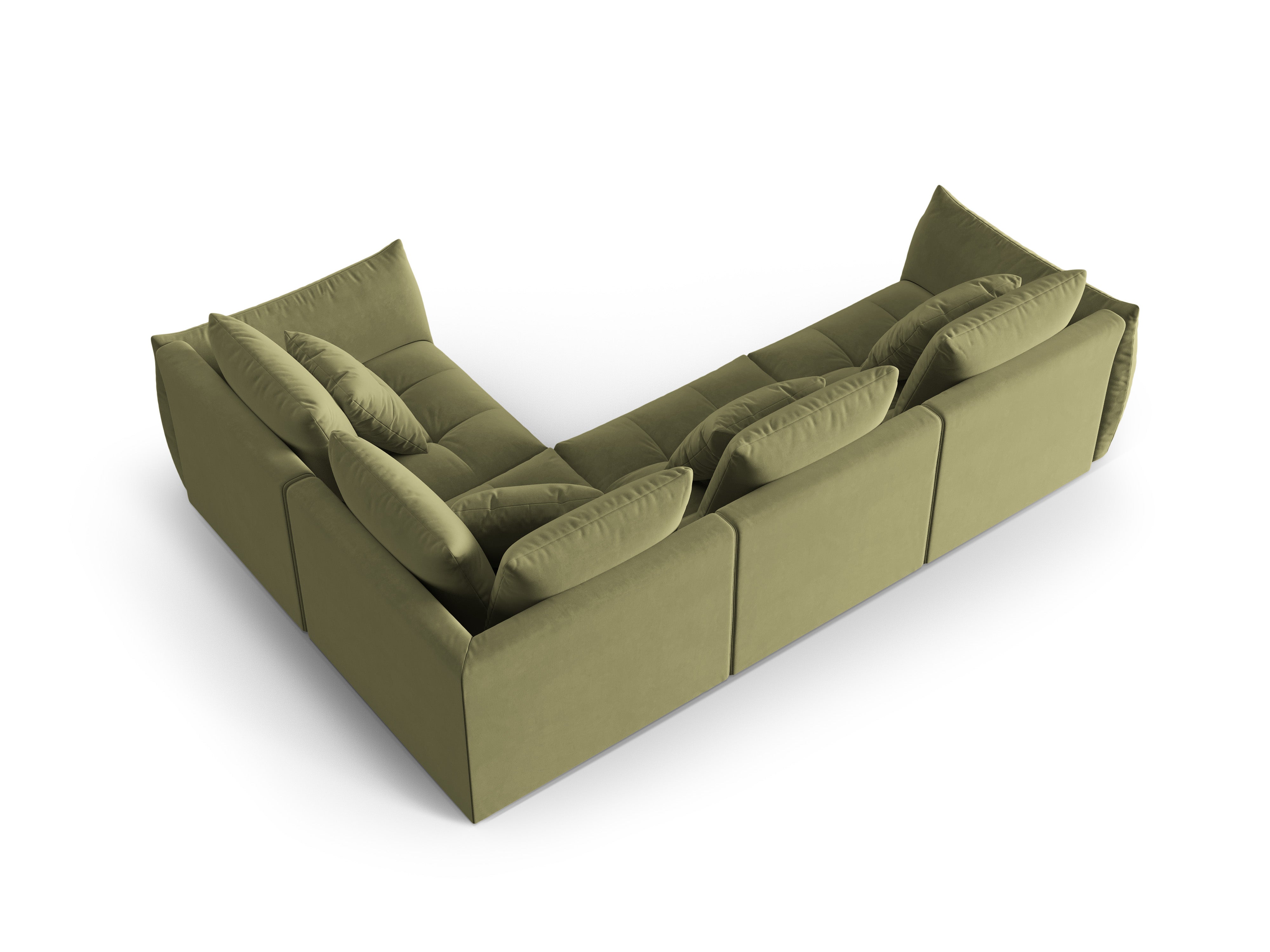 Modulares, samtweiches 3-Sitzer-Sofa rechtsseitig BLOOM grün