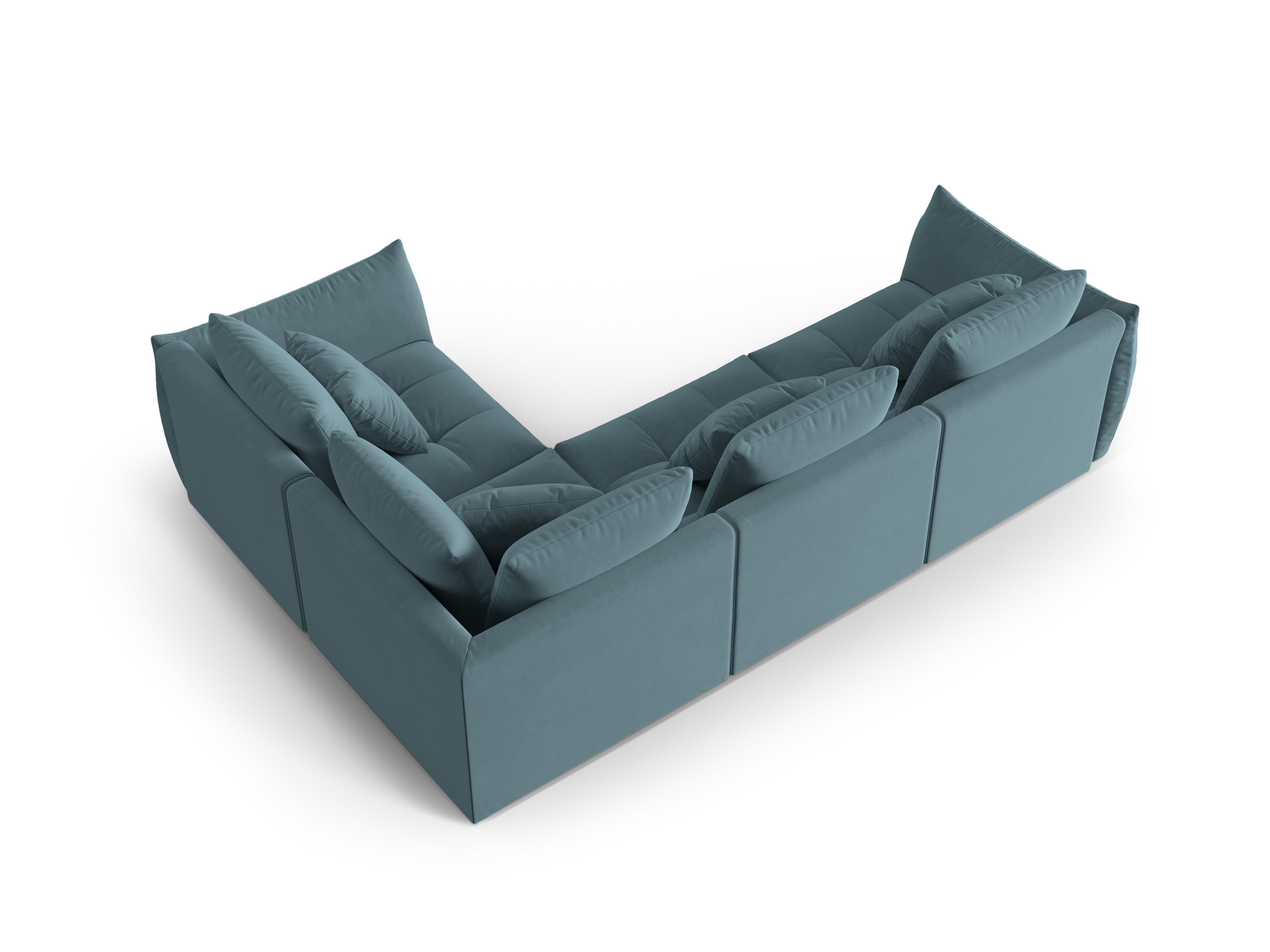 Modular Velvet Corner Sofa for 3 People Right-Hand Side BLOOM Light Blue