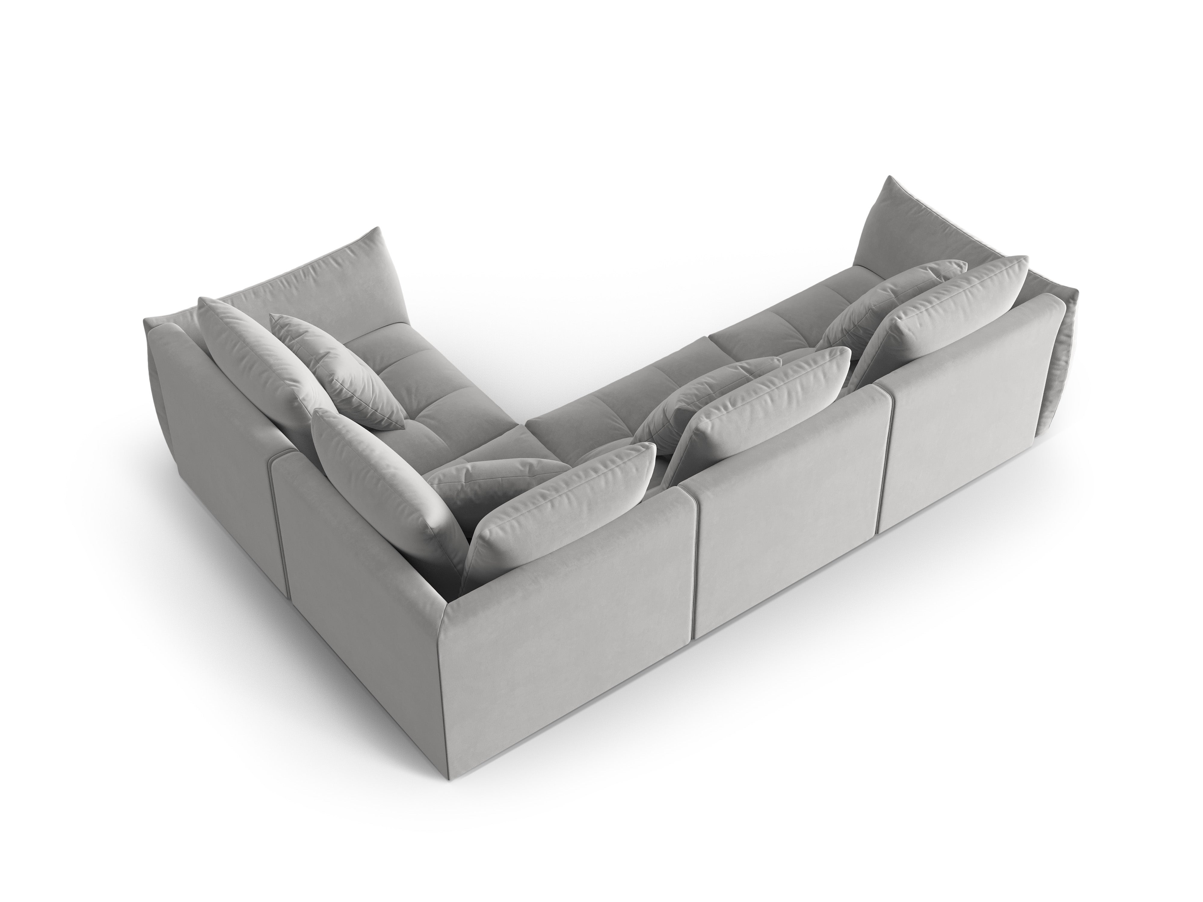 Modularer Samt-Ecksofa für 3 Personen rechtsseitig BLOOM grau