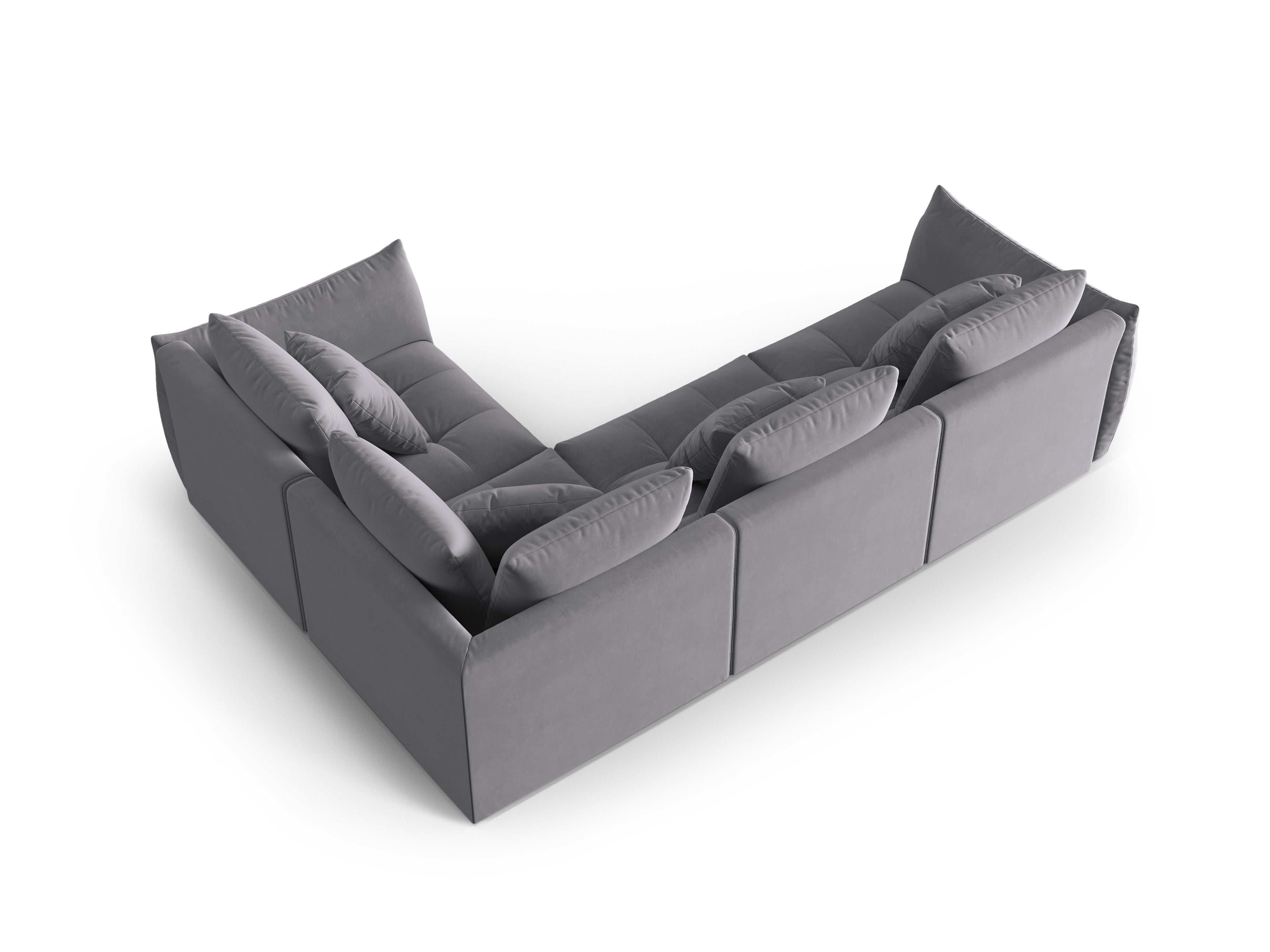 Modularer Samt-Ecksofa für 3 Personen rechtsseitig BLOOM dunkelgrau