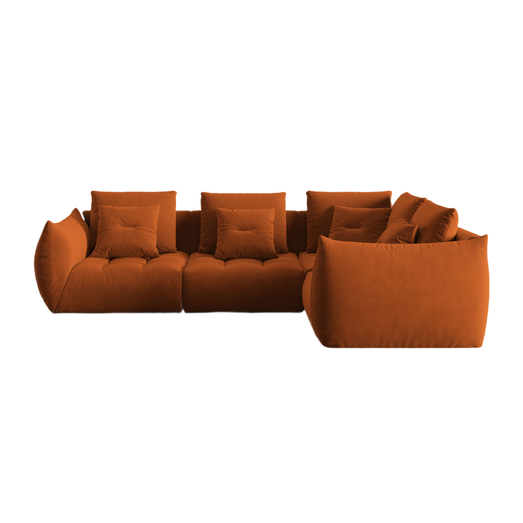 Modular Velvet Corner Sofa for 3 People Right Side BLOOM Terracotta