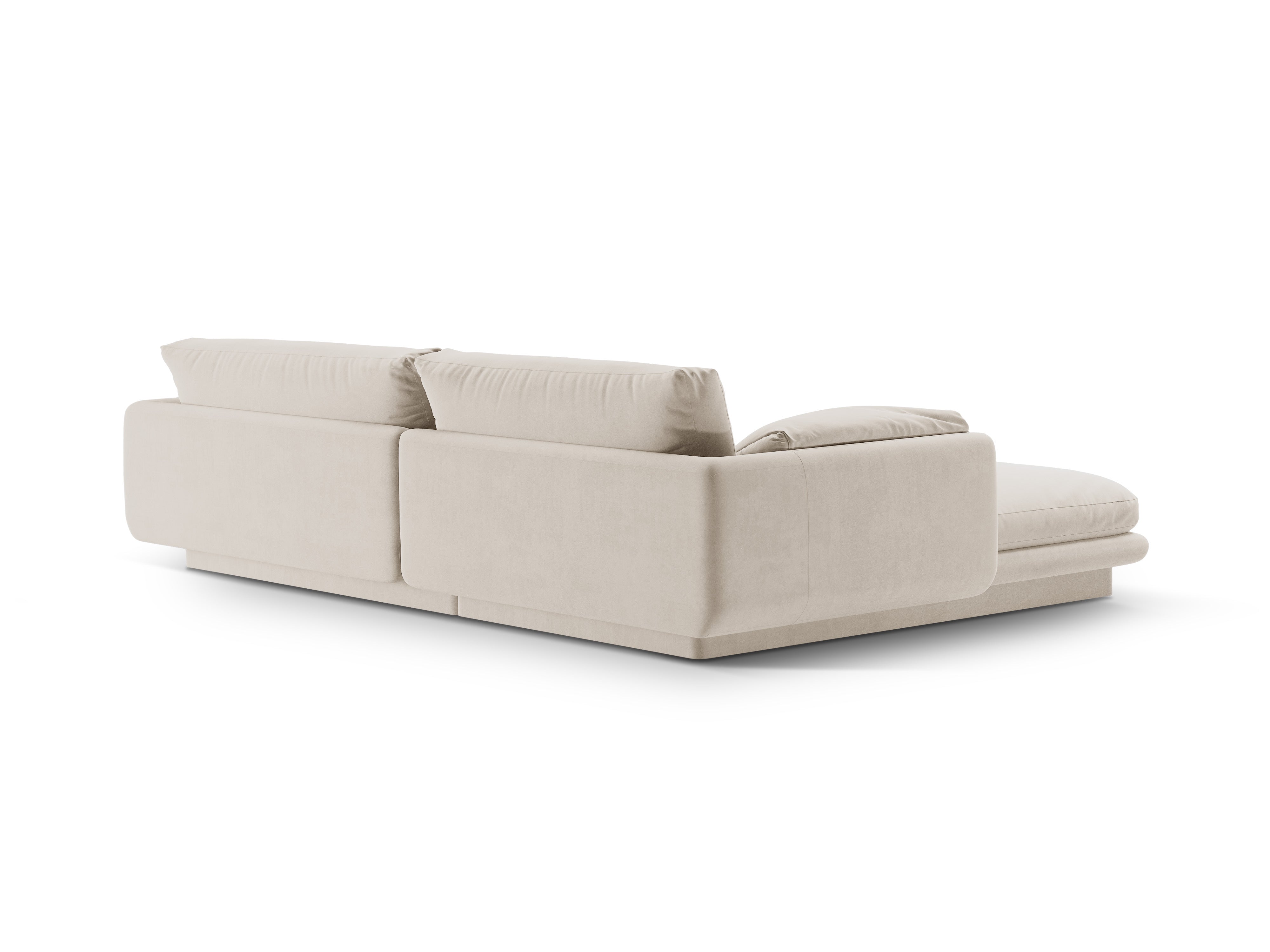 Velvet corner of 4-person right-hand Torino Ecru