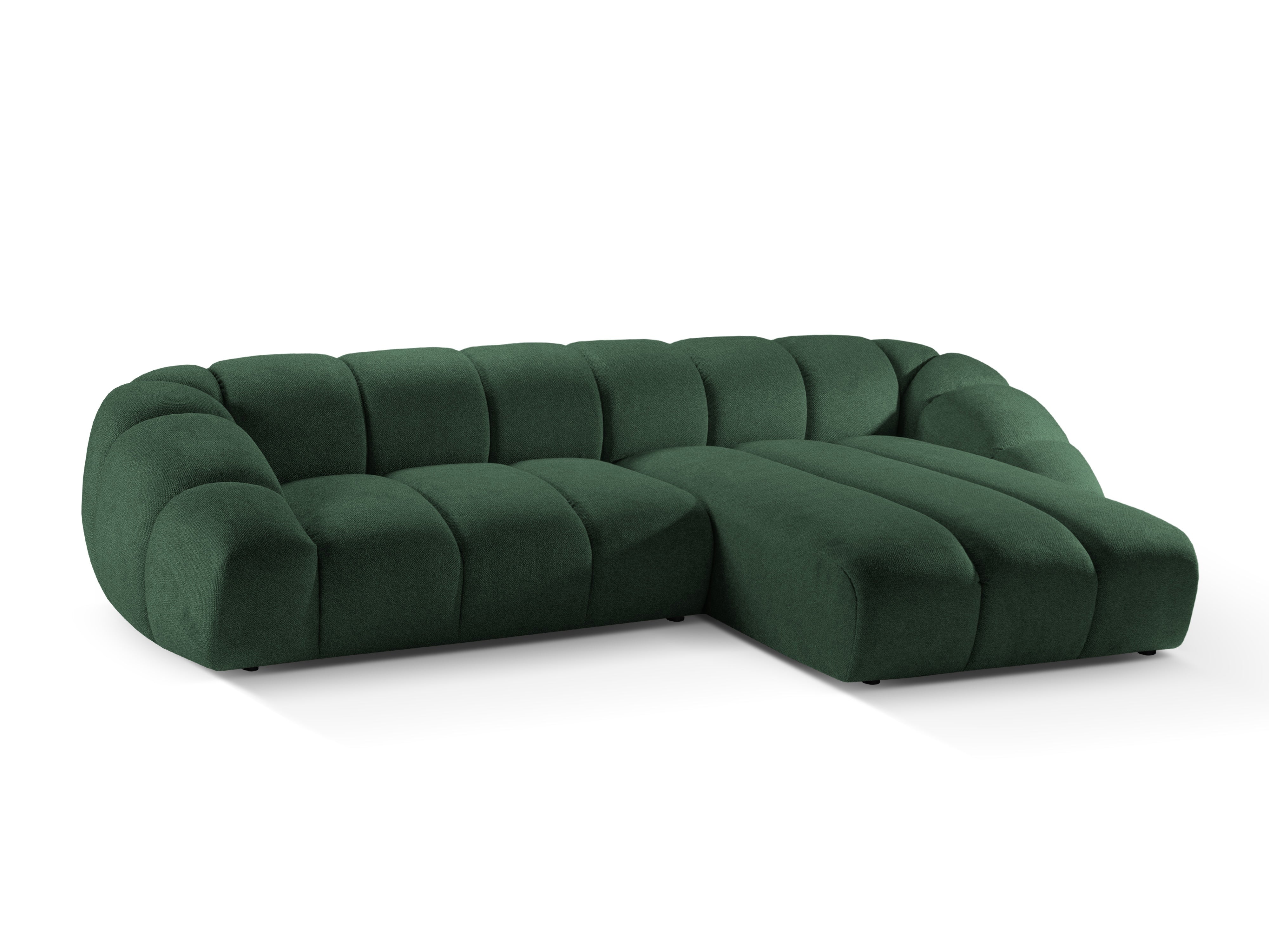 4-seater right-facing corner sofa DIANA dark green chenille