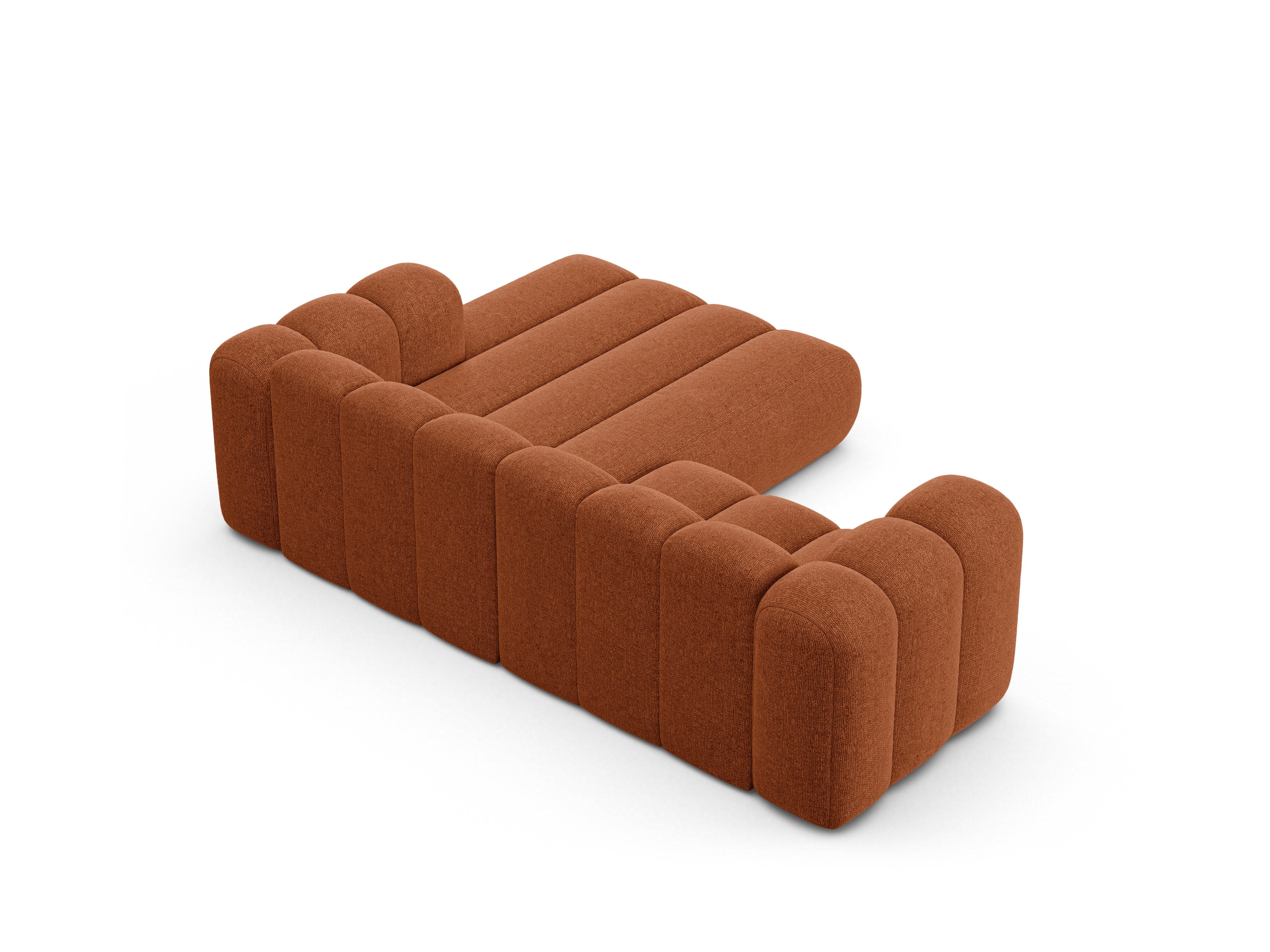 3-sitziger rechter Ecksofa LUPINE ziegelrot Chenille