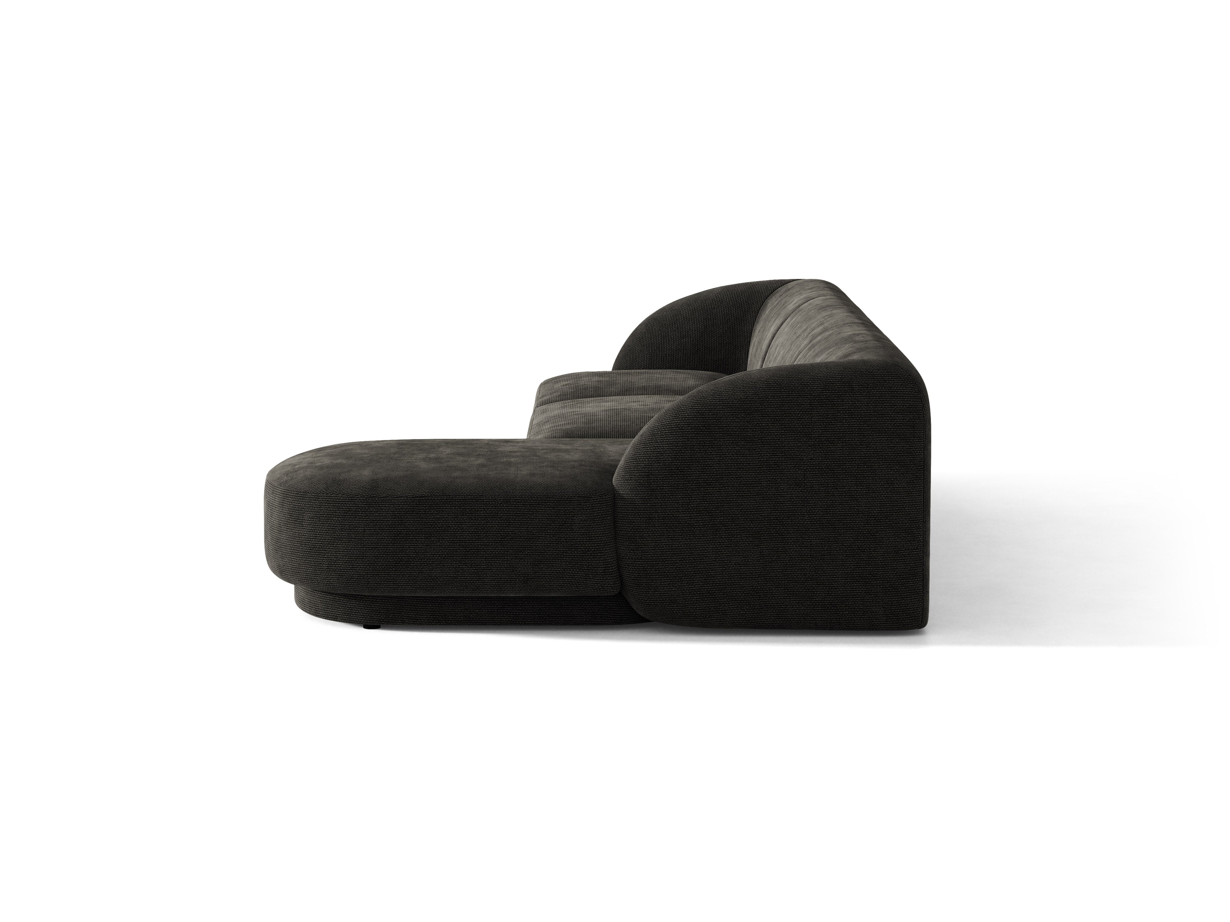 4-sitziges, rechtsseitiges Ecksofa MILEY aus schwarzem Chenille