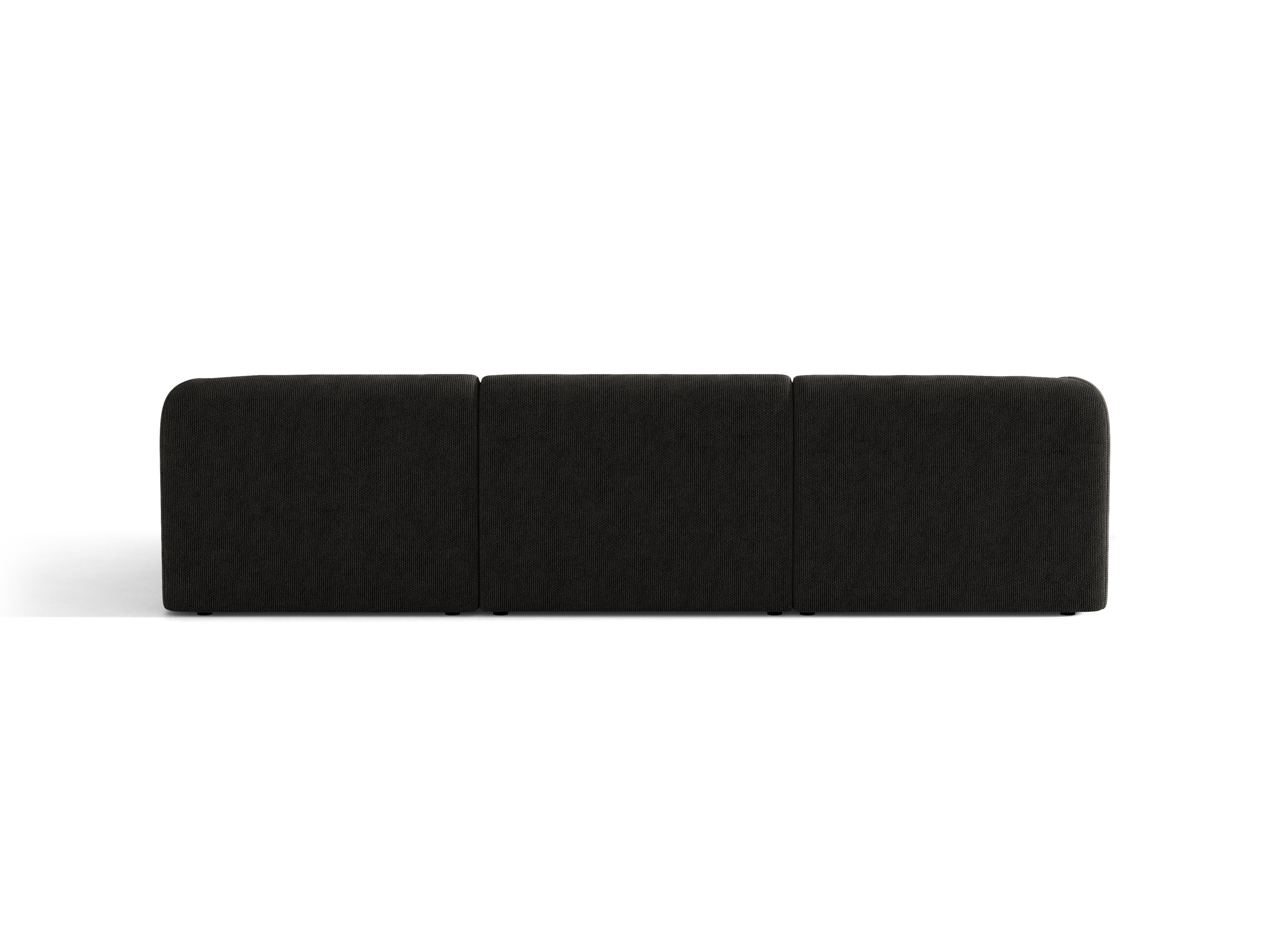 4-sitziges, rechtsseitiges Ecksofa MILEY aus schwarzem Chenille