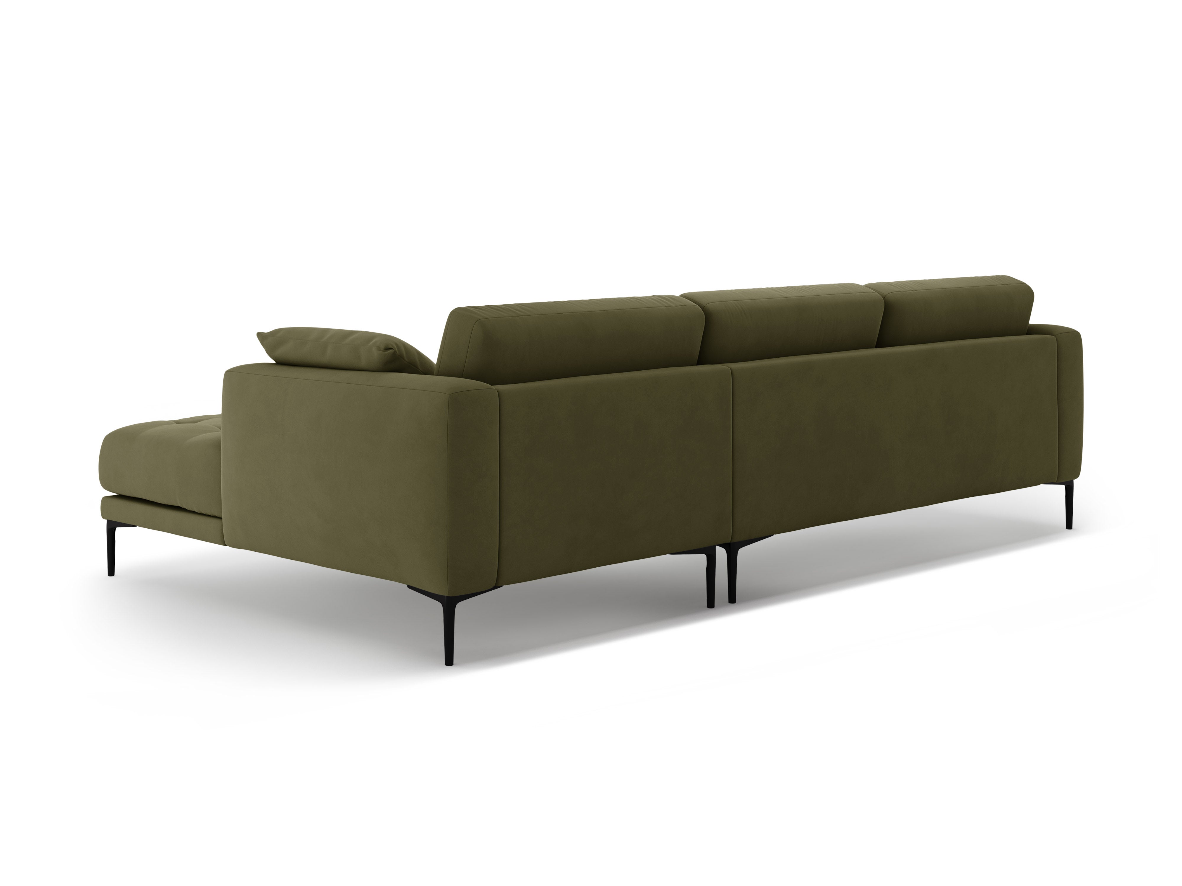 Right-facing velvet corner sofa BEMY green