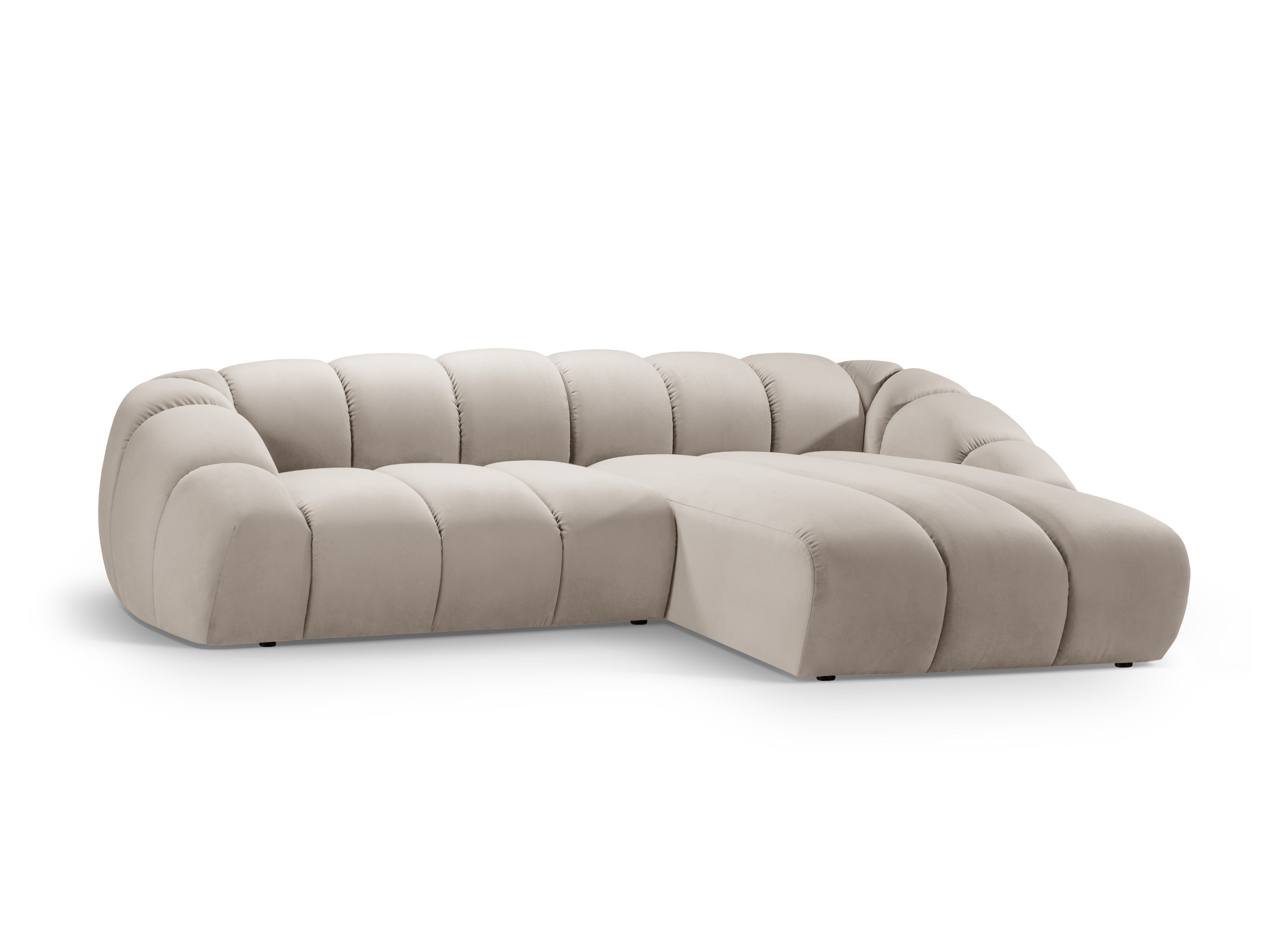 Velvet corner sofa for 4 people right-sided DIANA beige
