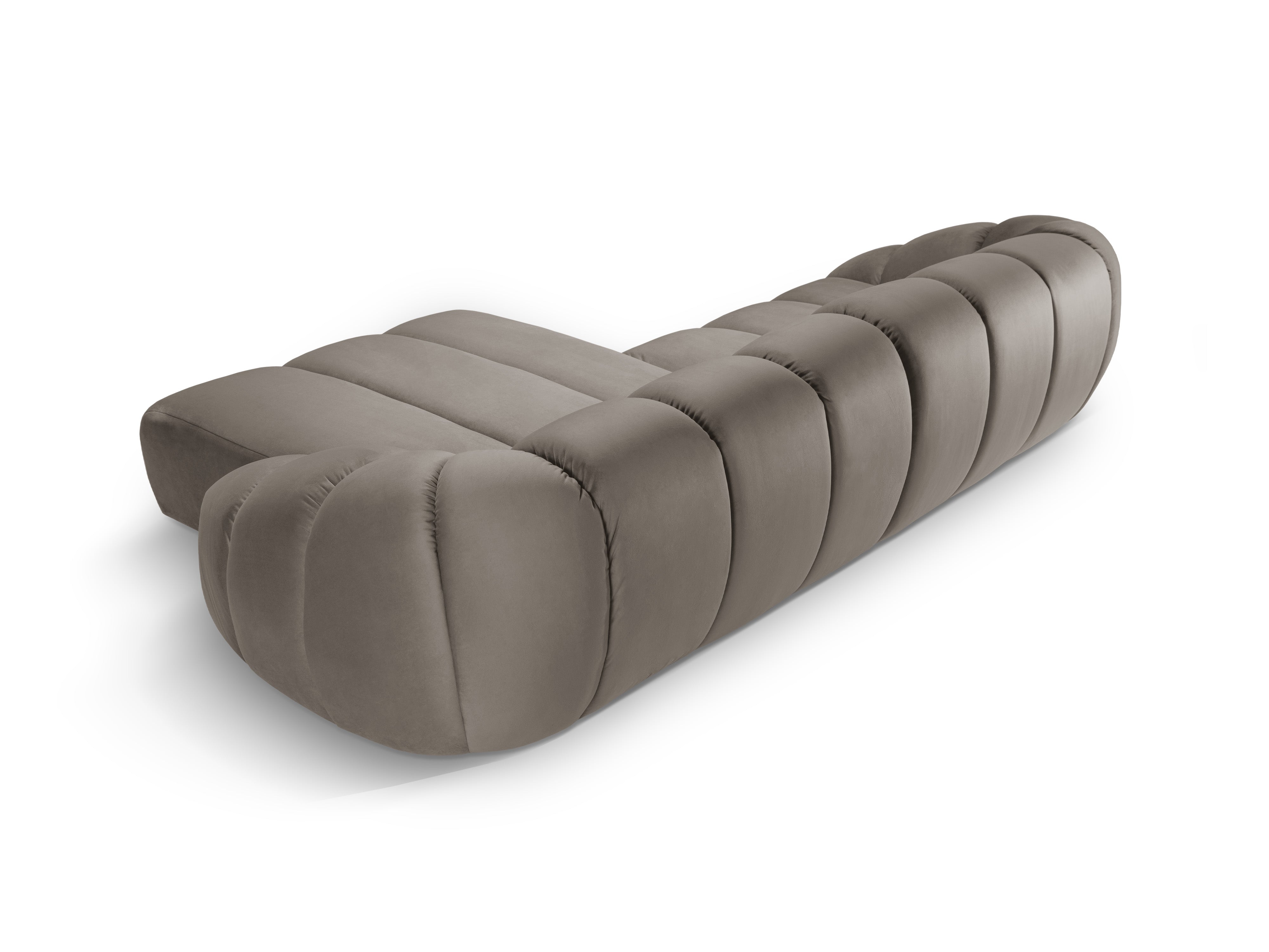 Velvet corner sofa for 4 people right-facing DIANA gray-brown