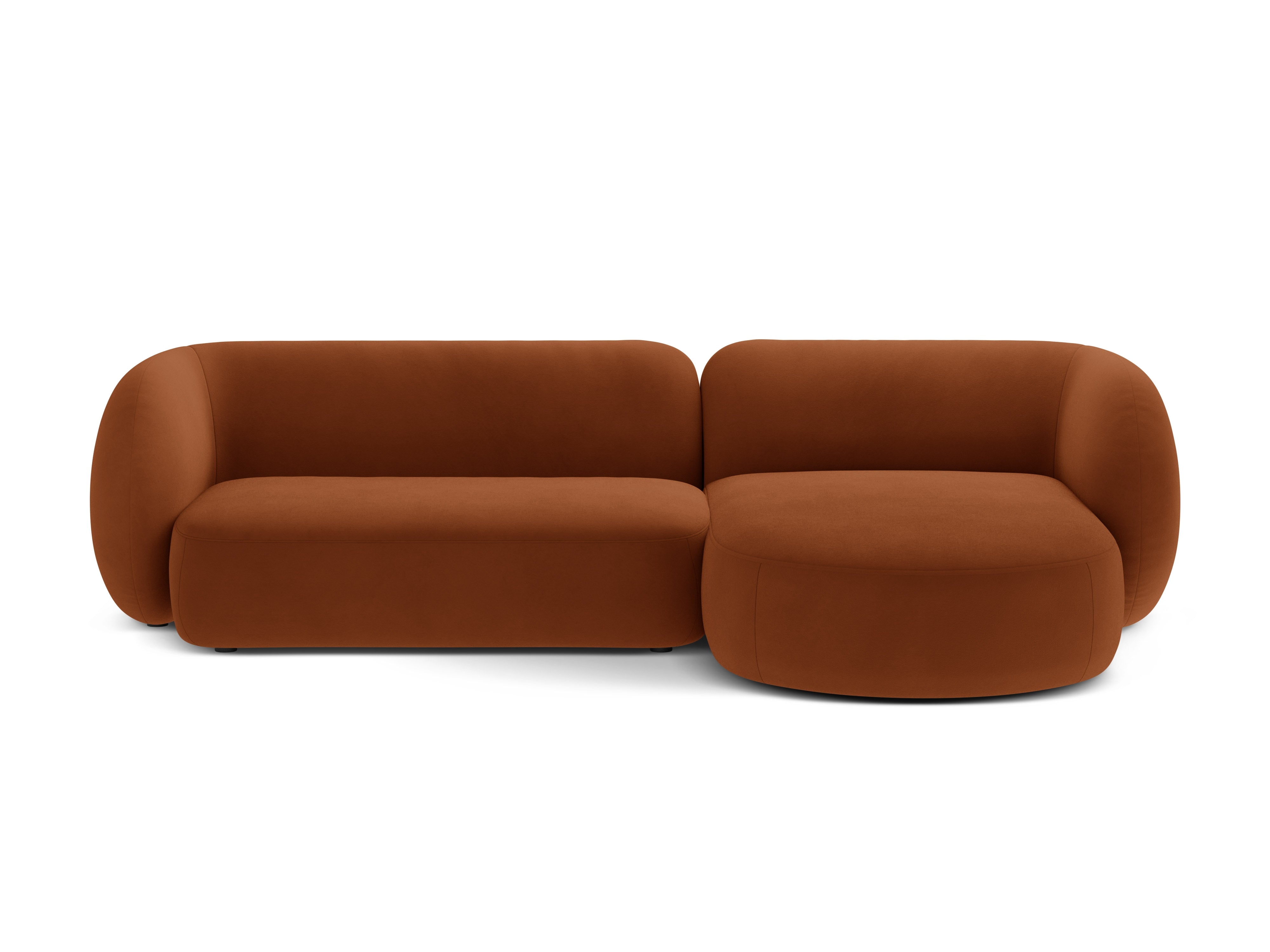 Narożnik aksamitny prawostronny 3-osobowy KATE terracotta – Micadoni