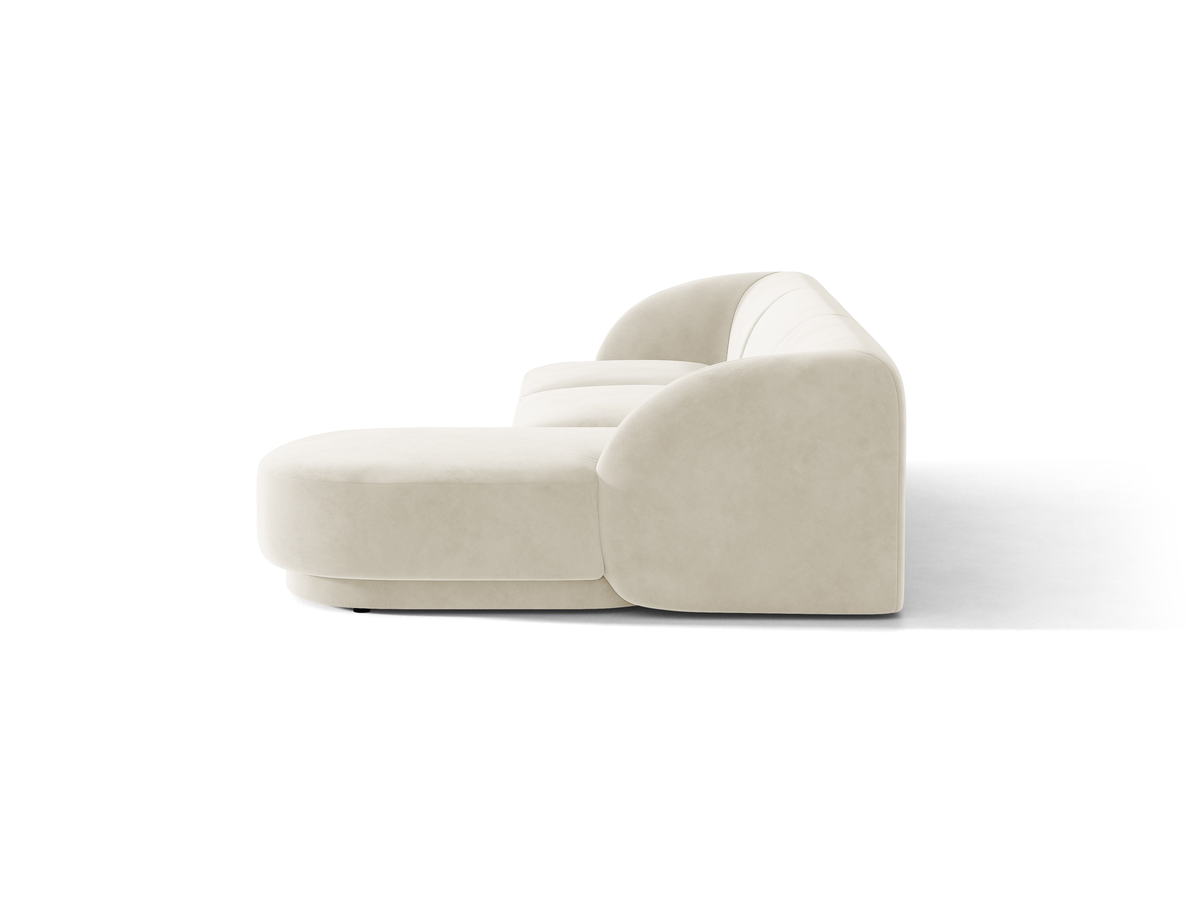 Samt-Ecksofa für 4 Personen rechts MILEY beige