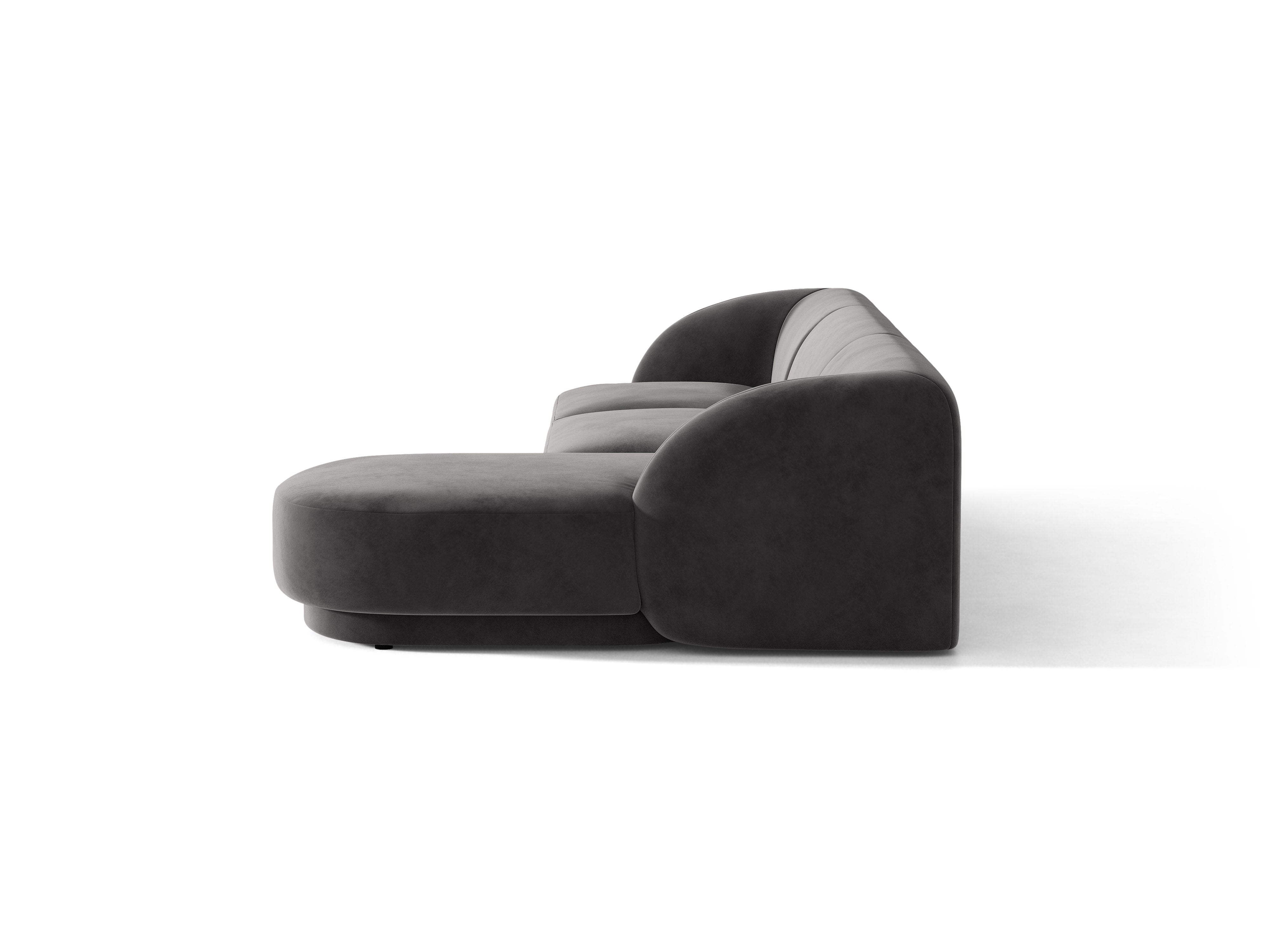 Samt-Ecksofa für 4 Personen rechts MILEY dunkelgrau