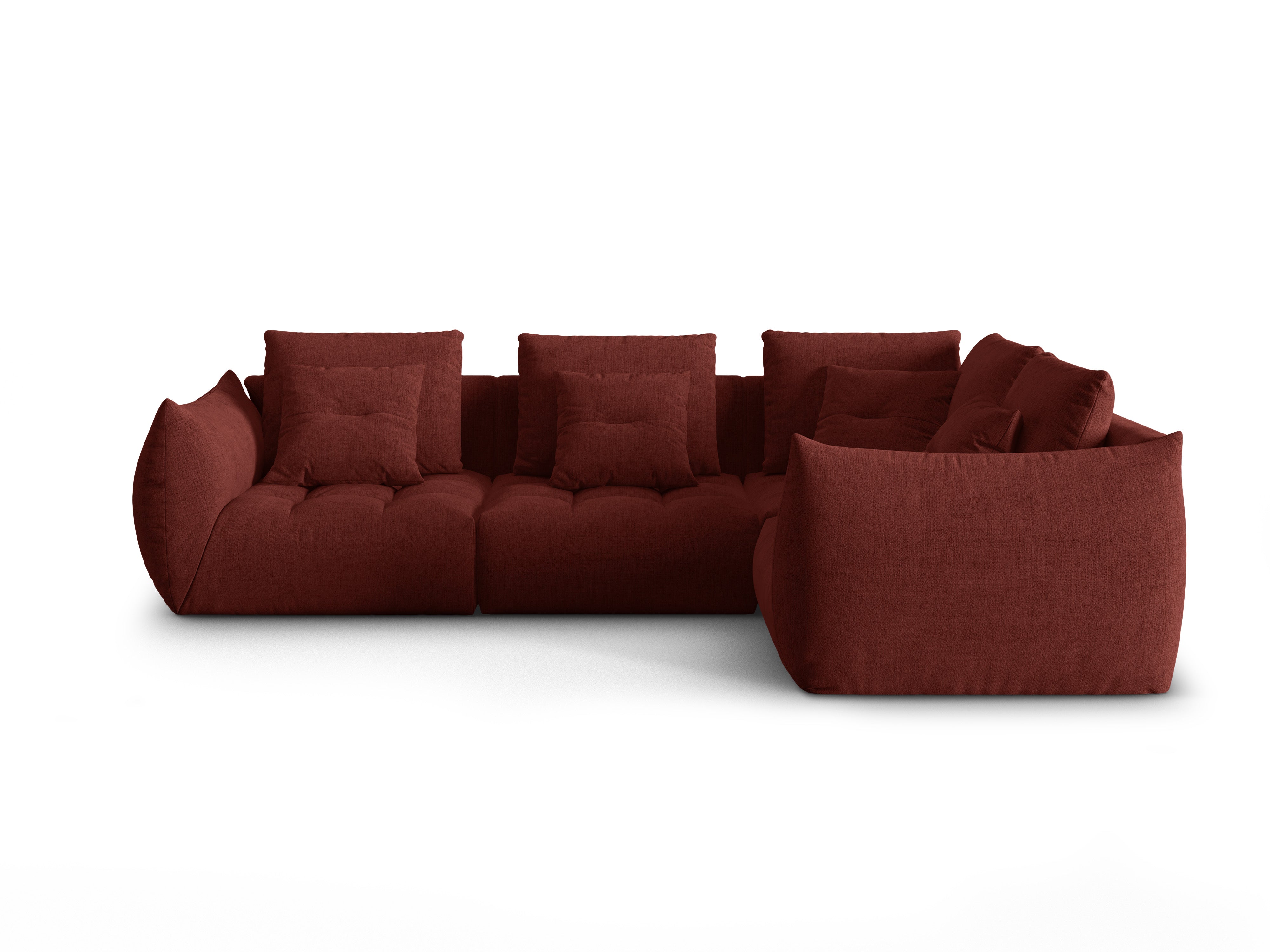 Right-facing 3-seater modular sofa BLOOM red chenille