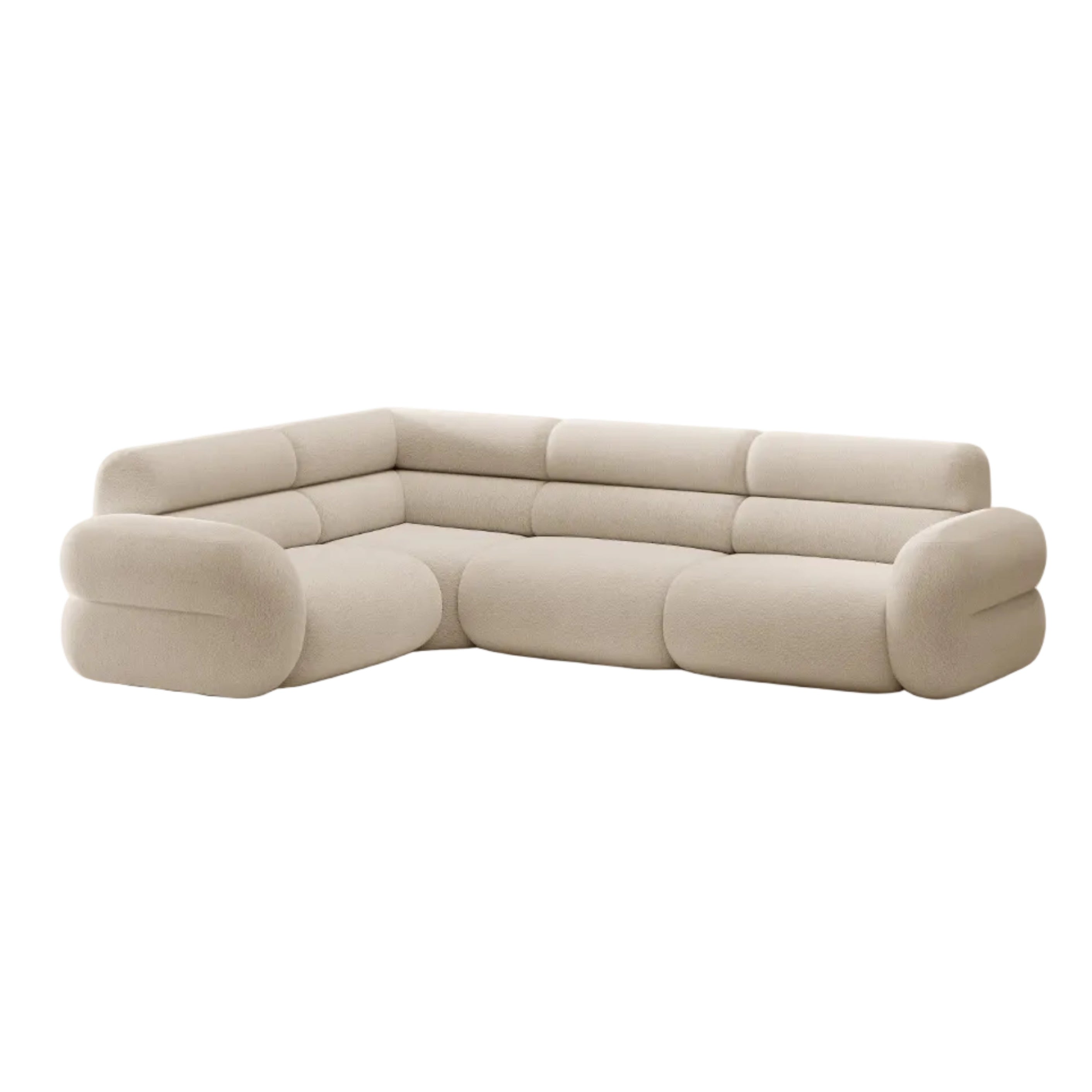 Beige Boucle L-förmiger linker NEO Ecksofa