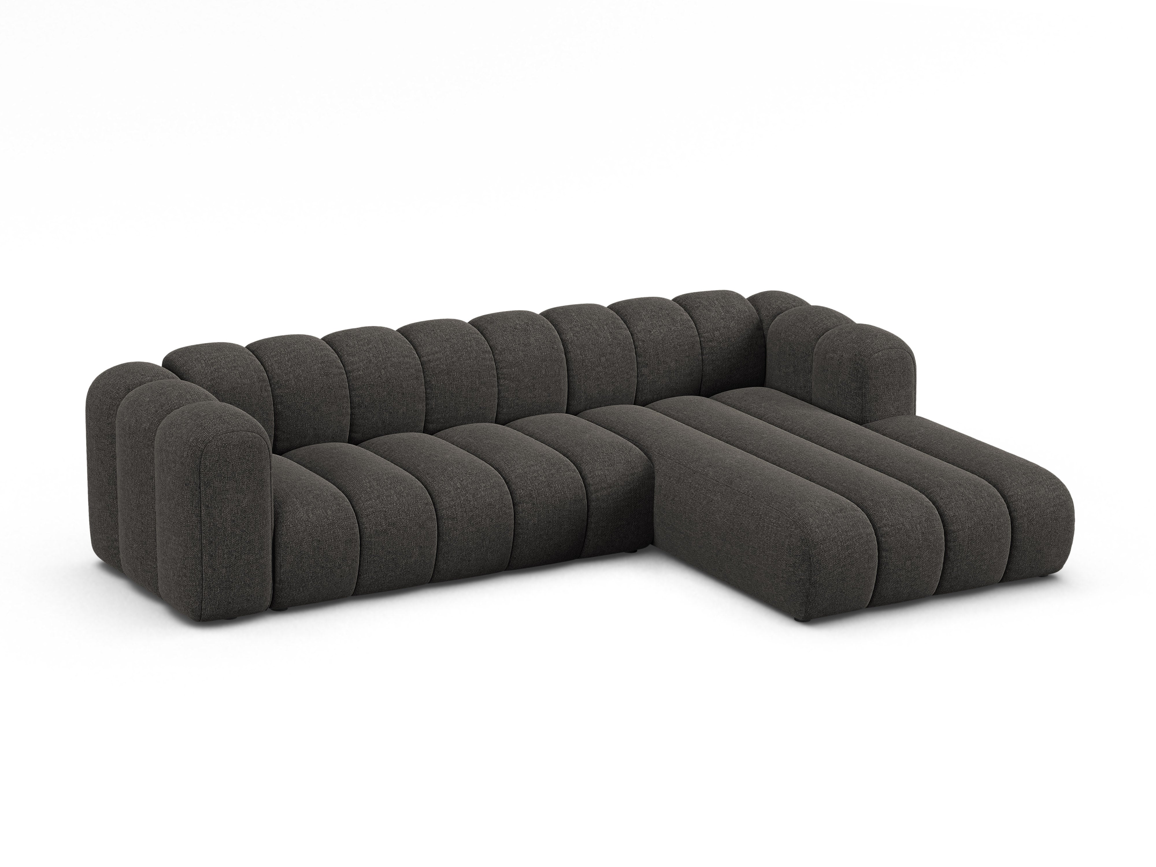 4-sitziger rechter Ecksofa LUPINE graues Chenille