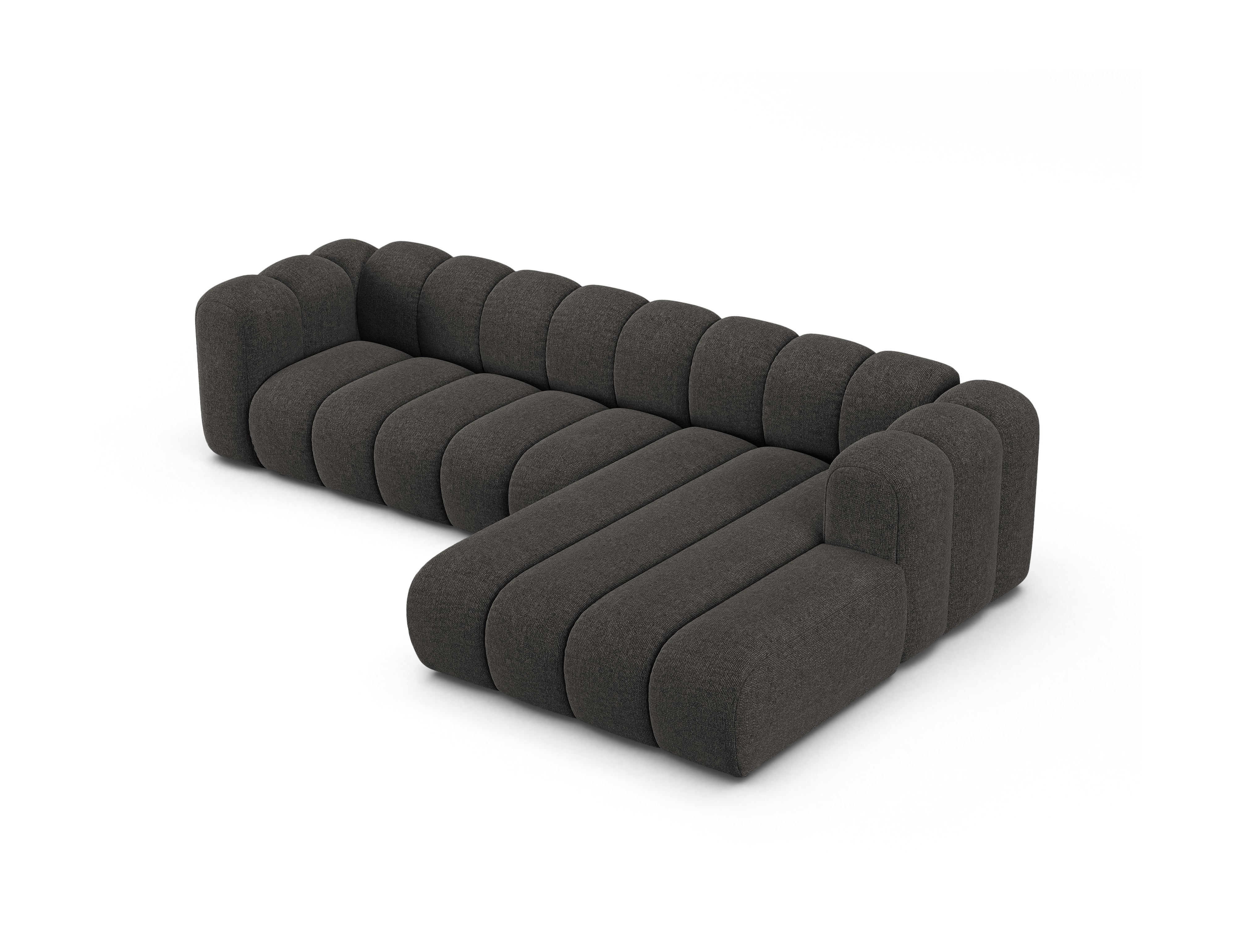 4-sitziger rechter Ecksofa LUPINE graues Chenille