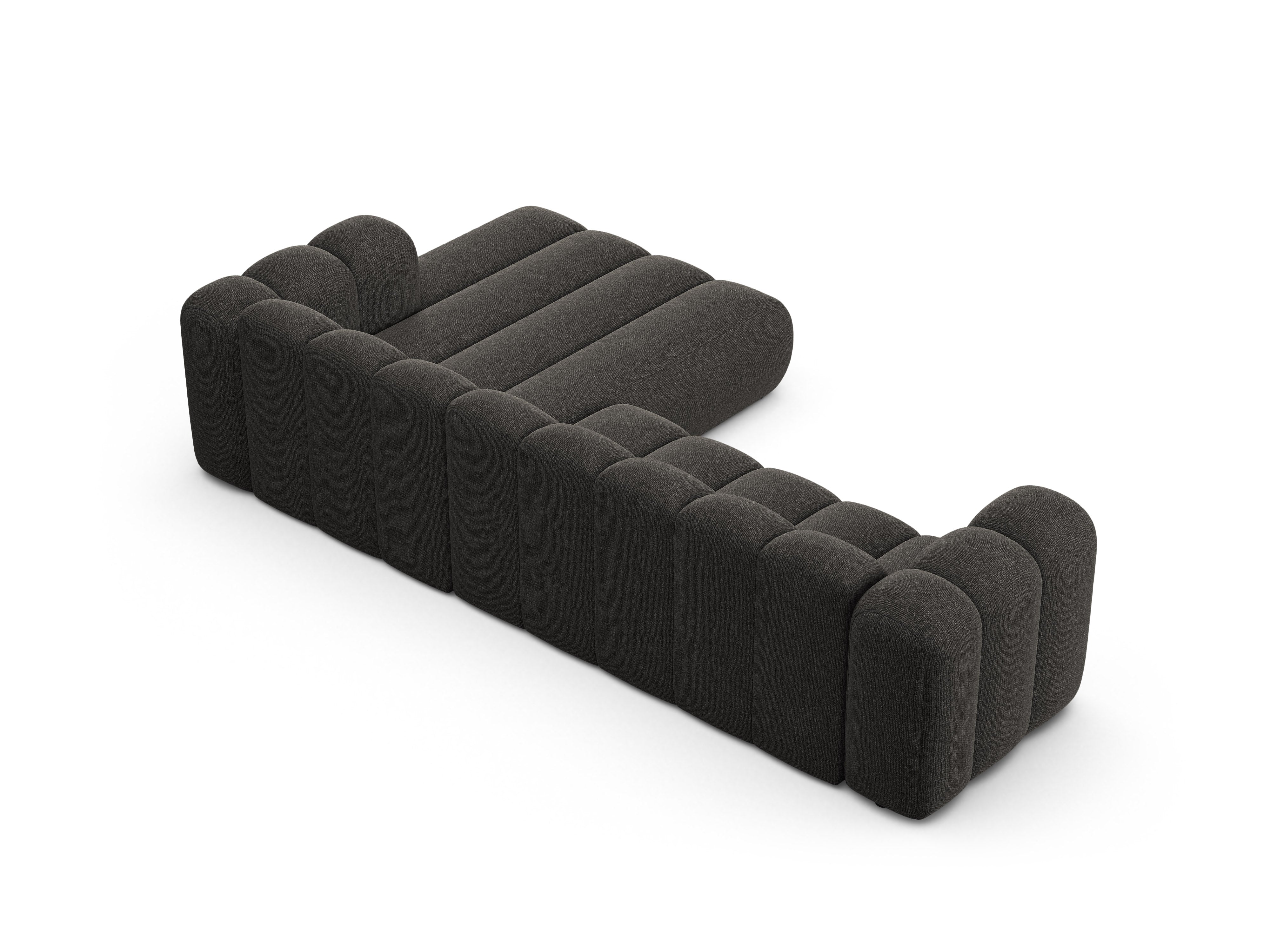 4-sitziger rechter Ecksofa LUPINE graues Chenille