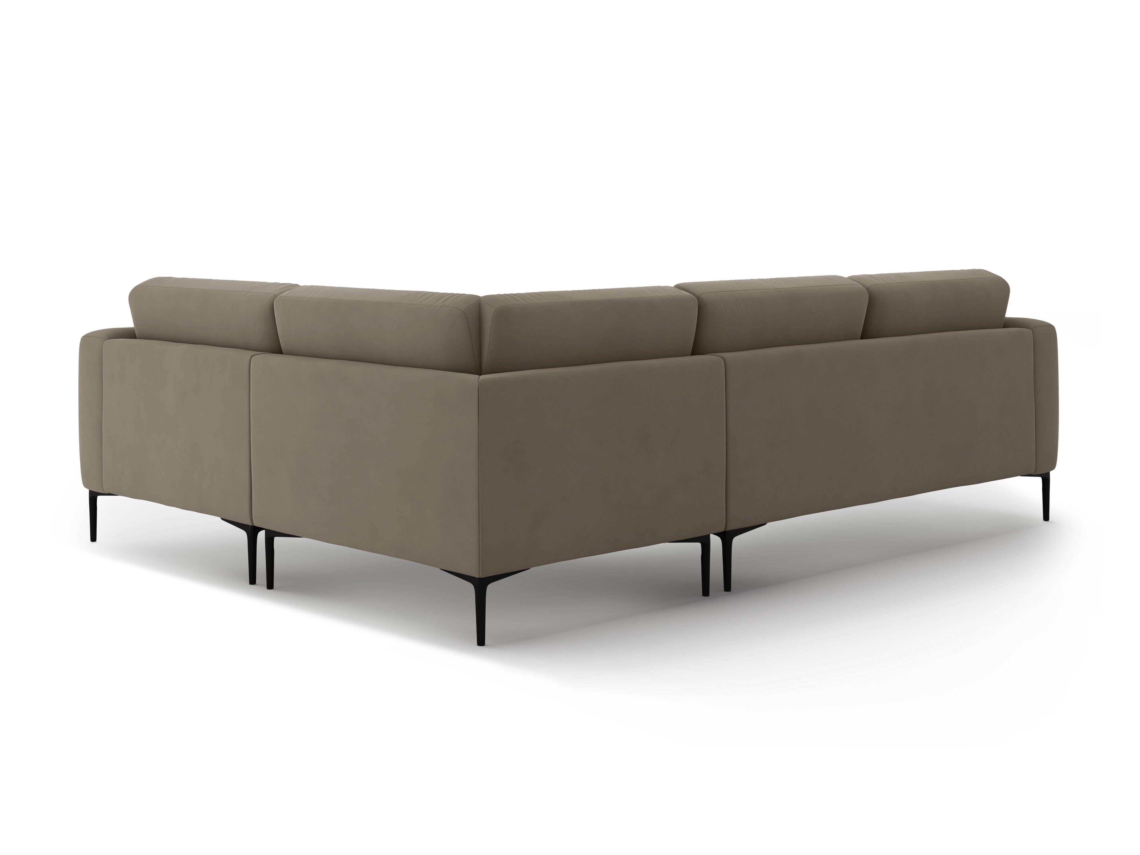 Right-facing L-shaped velvet corner sofa BEMY in gray-brown