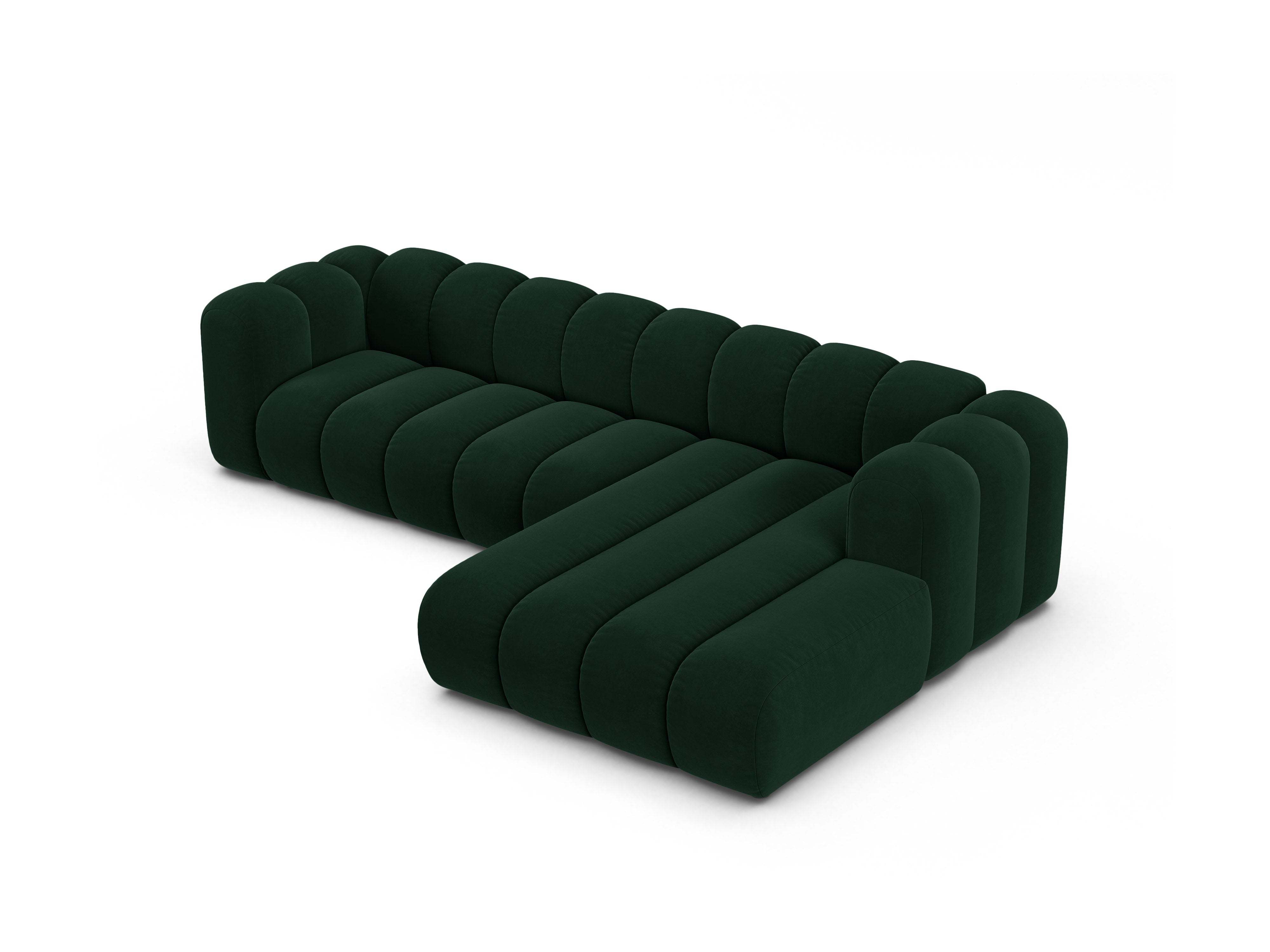 Samt-Ecksofa für 4 Personen rechts LUPINE flaschengrün