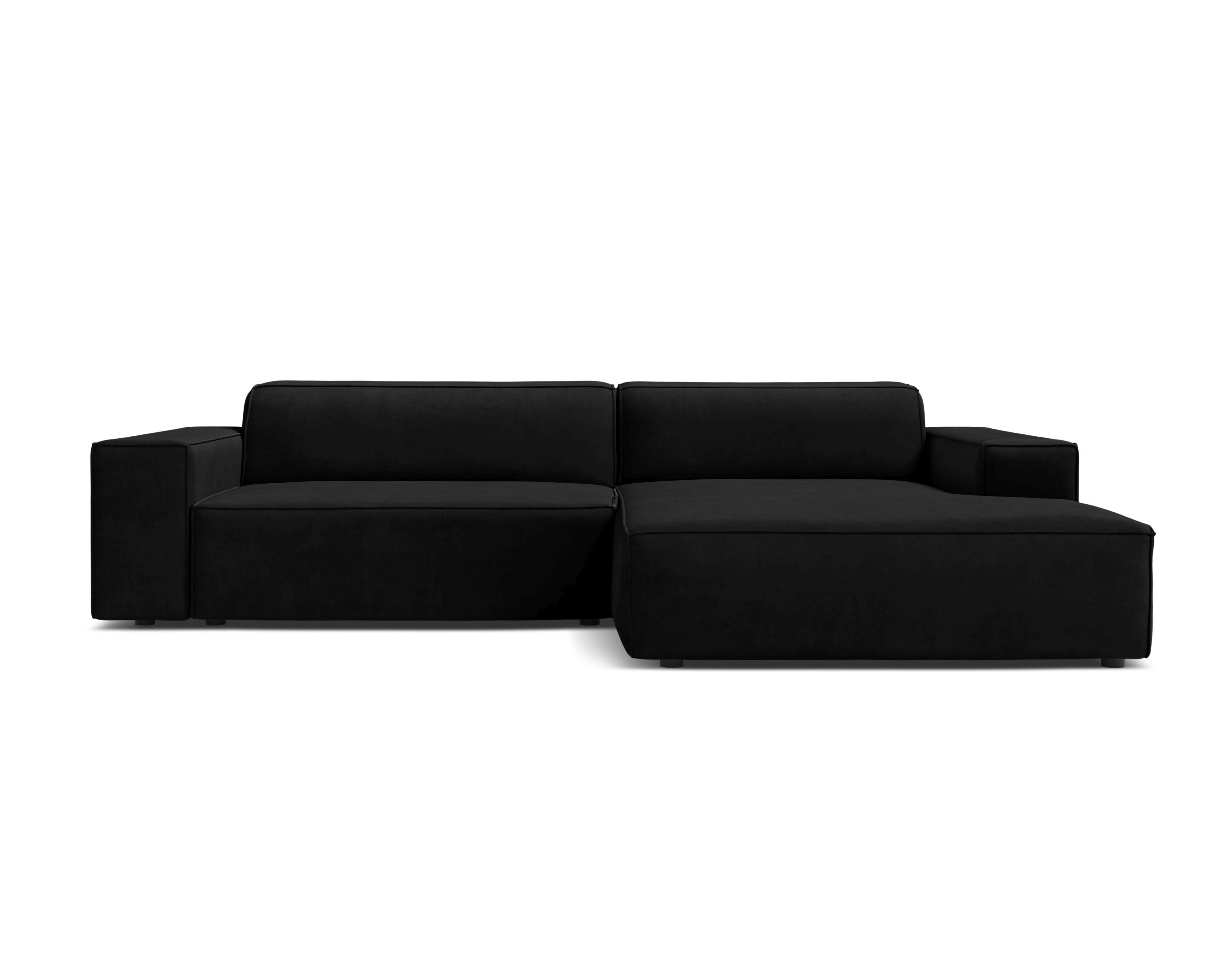 Samt-Ecksofa rechtsseitig für 3 Personen JODIE in Schwarz